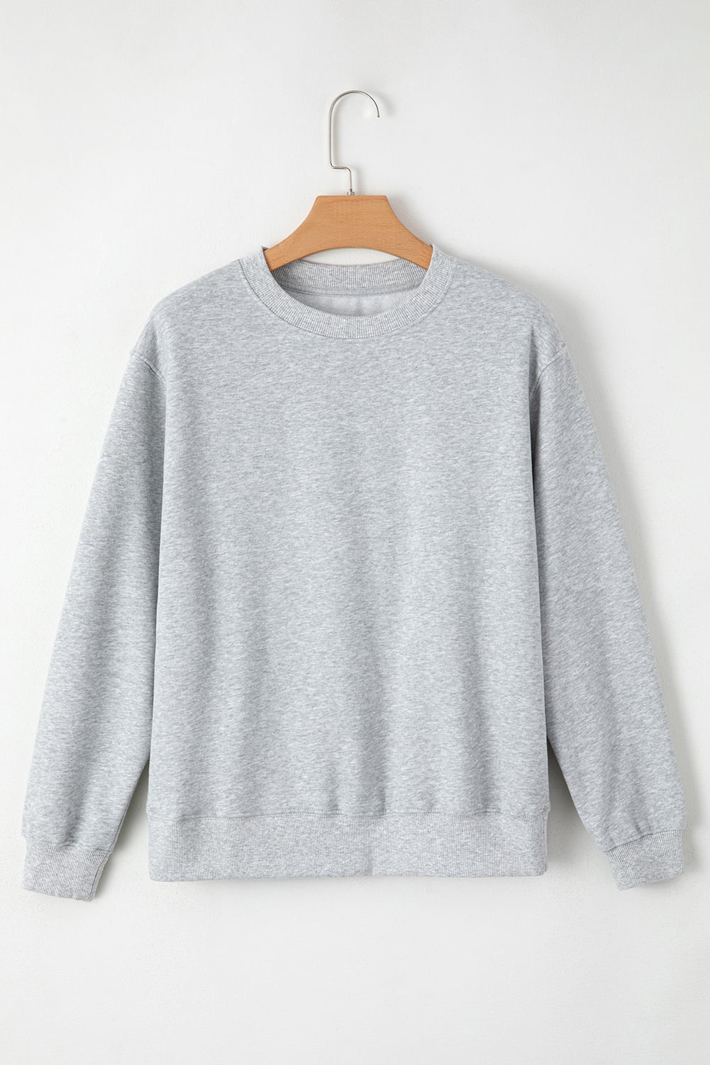 Gray Solid Fleece Lined Drop Shoulder Terry Sweatshirt