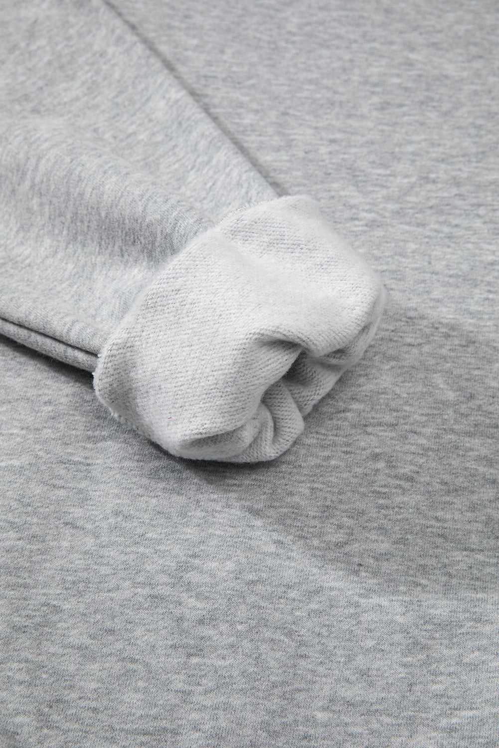 Gray Solid Fleece Lined Drop Shoulder Terry Sweatshirt