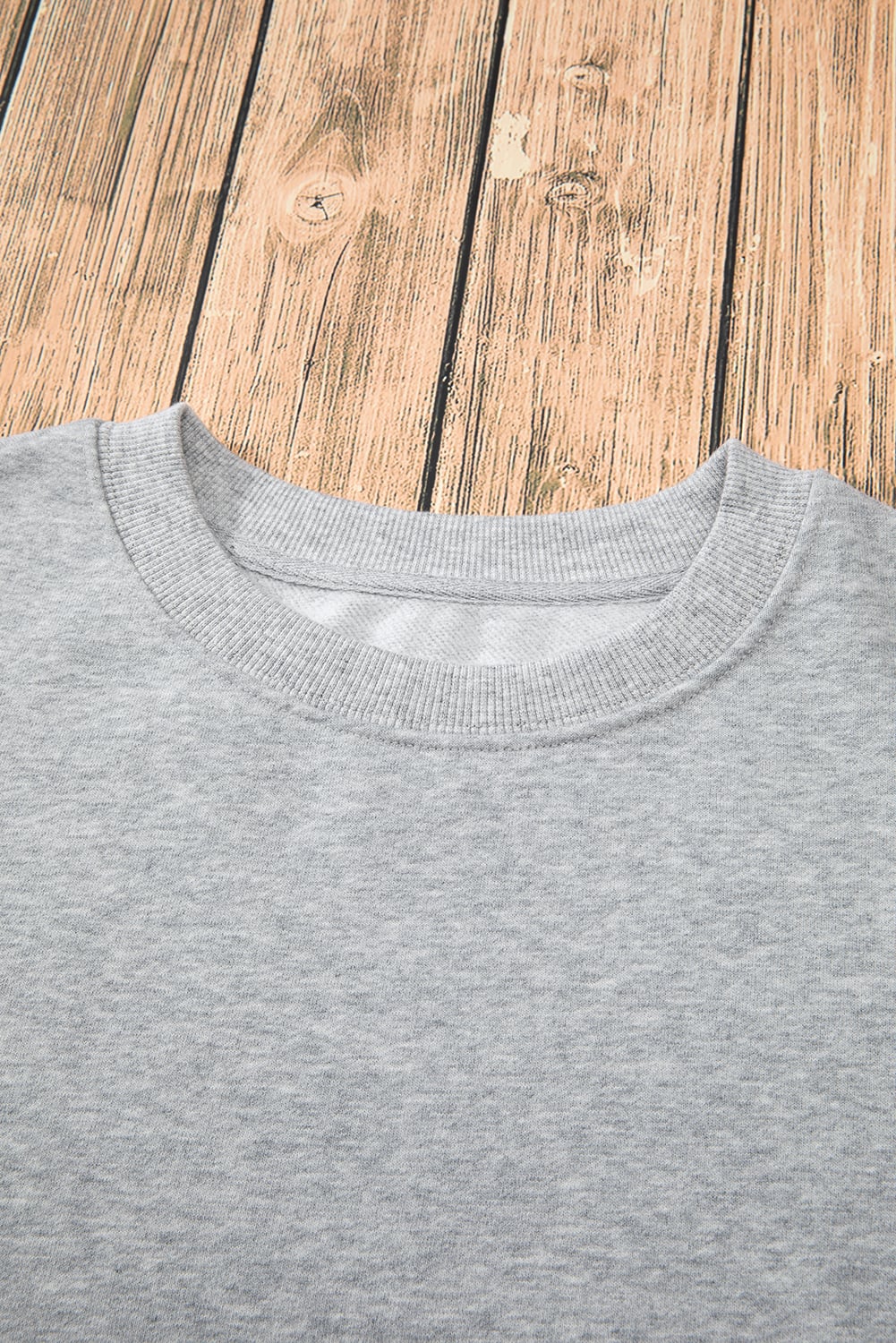 Gray Solid Fleece Lined Drop Shoulder Terry Sweatshirt