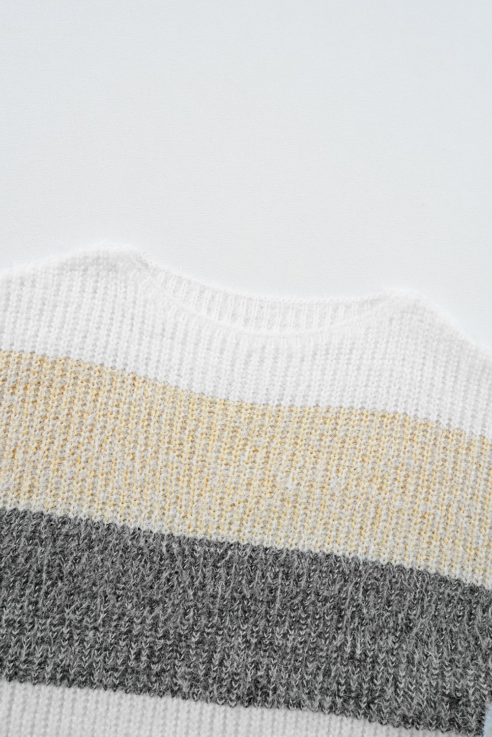Gray Stripe Colorblock Bubble Sleeve Drop Shoulder Sweater Dress