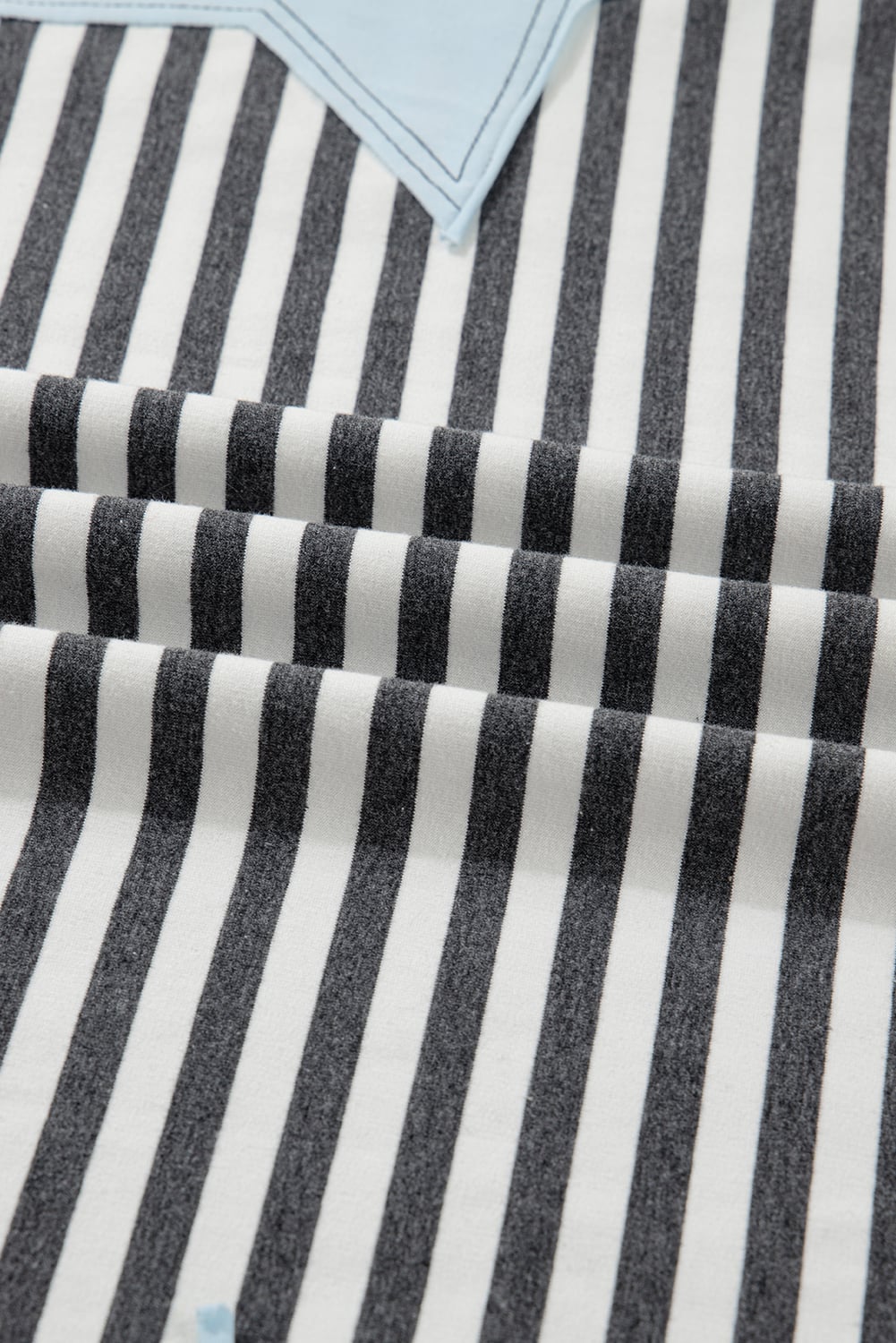 Gray Stripe Contrast Star Stitched Plus Size Long Sleeve Top