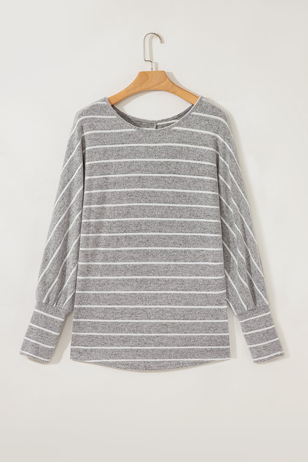 Gray Stripe Dolman Sleeve Drop Shoulder Top