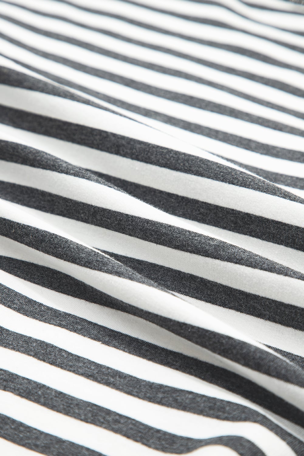 Gray Stripe Starry Patch Drop Shoulder Raw Edge Casual Knit Top