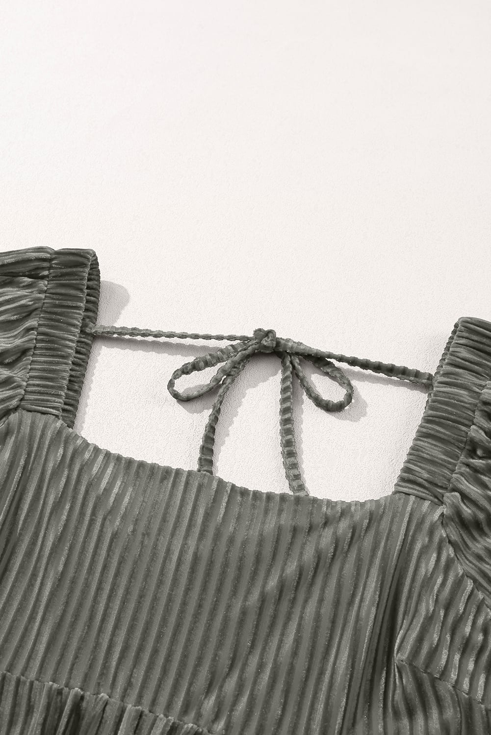 Gray Tie Back Square Neck Velvet Babydoll Dress
