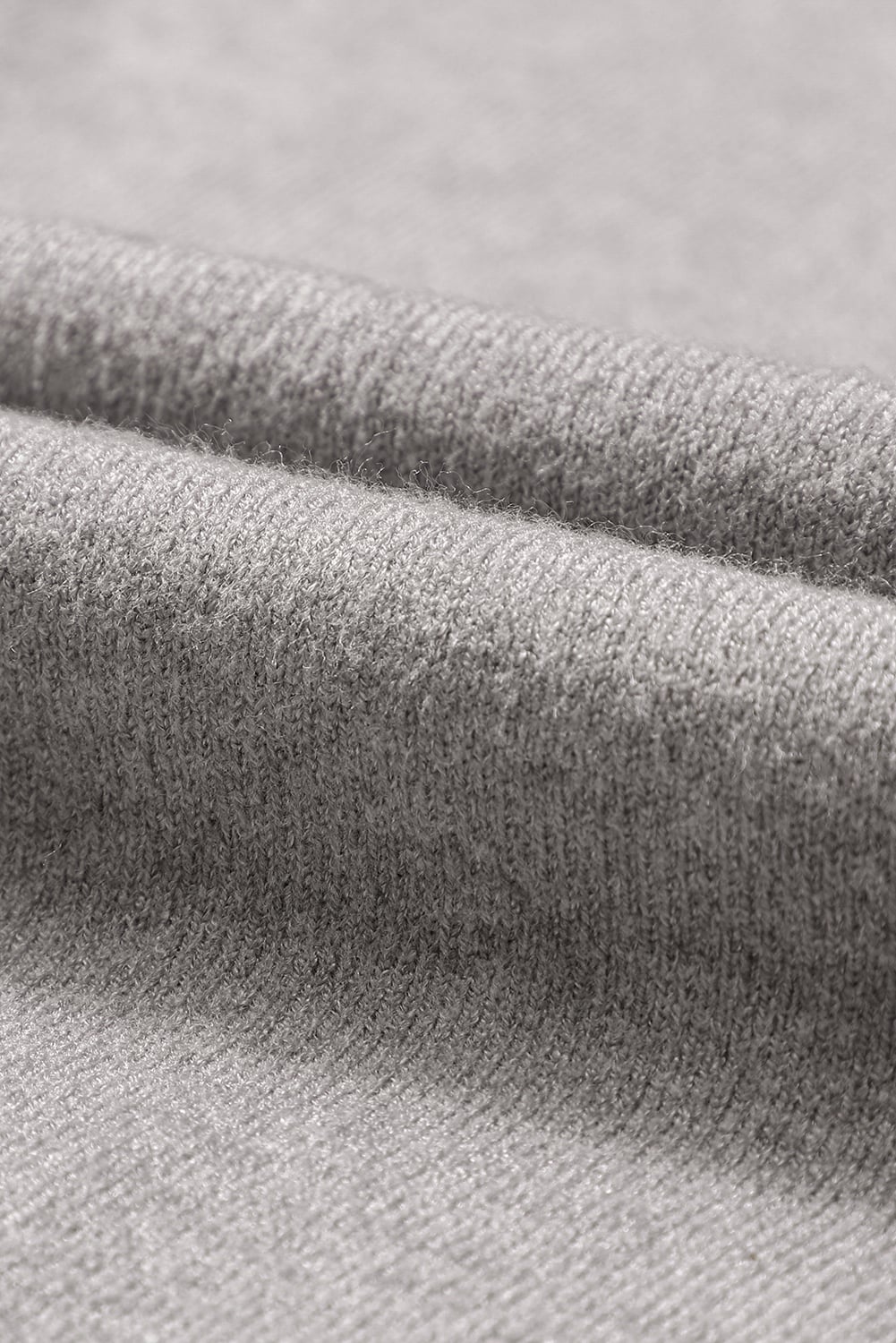 Gray Turtleneck Drop Shoulder Bubble Sleeve Knit Sweater