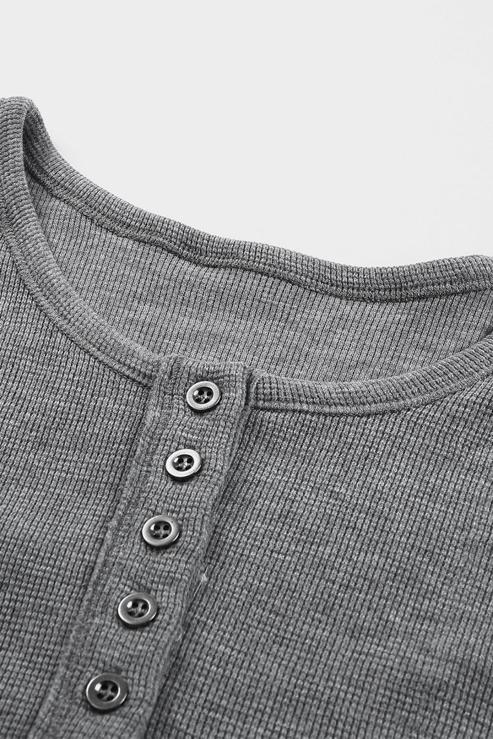 Gray Waffle Knit Henley Top