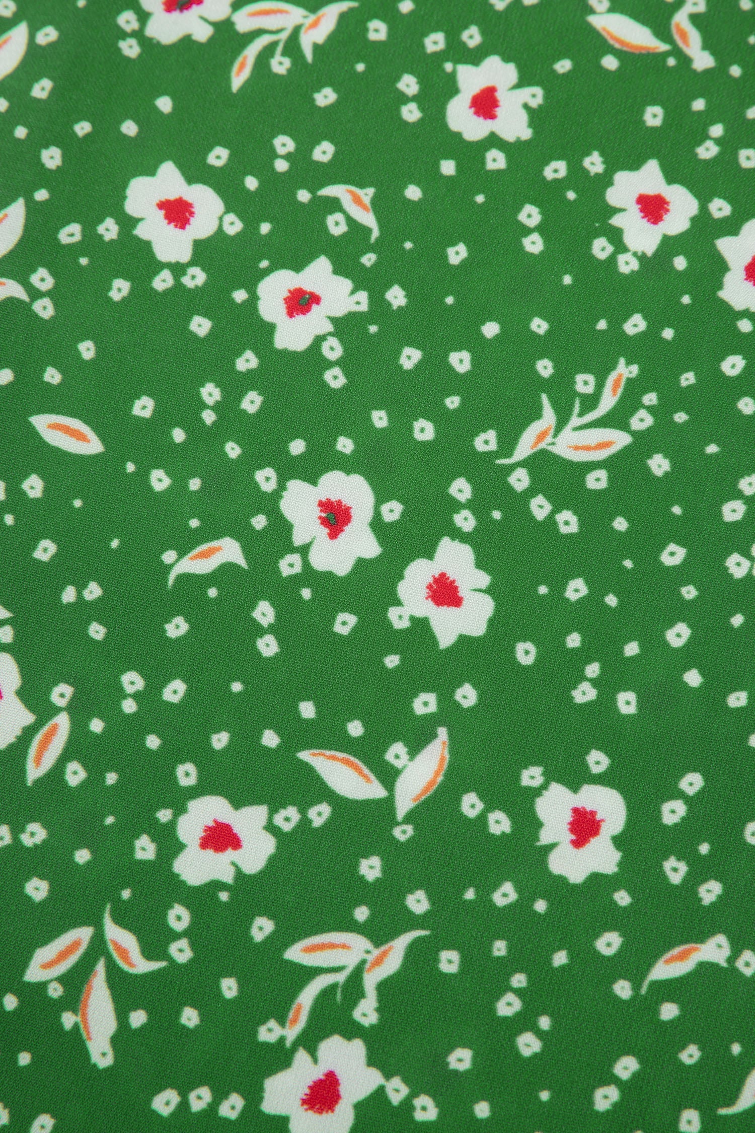 Green Abstract Print Embroidered Trim V Neck Drawstring High Waist Loose Vacation Dress