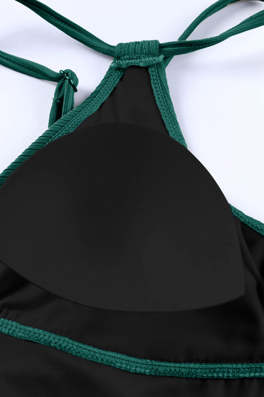 Green Adjustable Straps Ribbed Knit One Piece Swimsuit