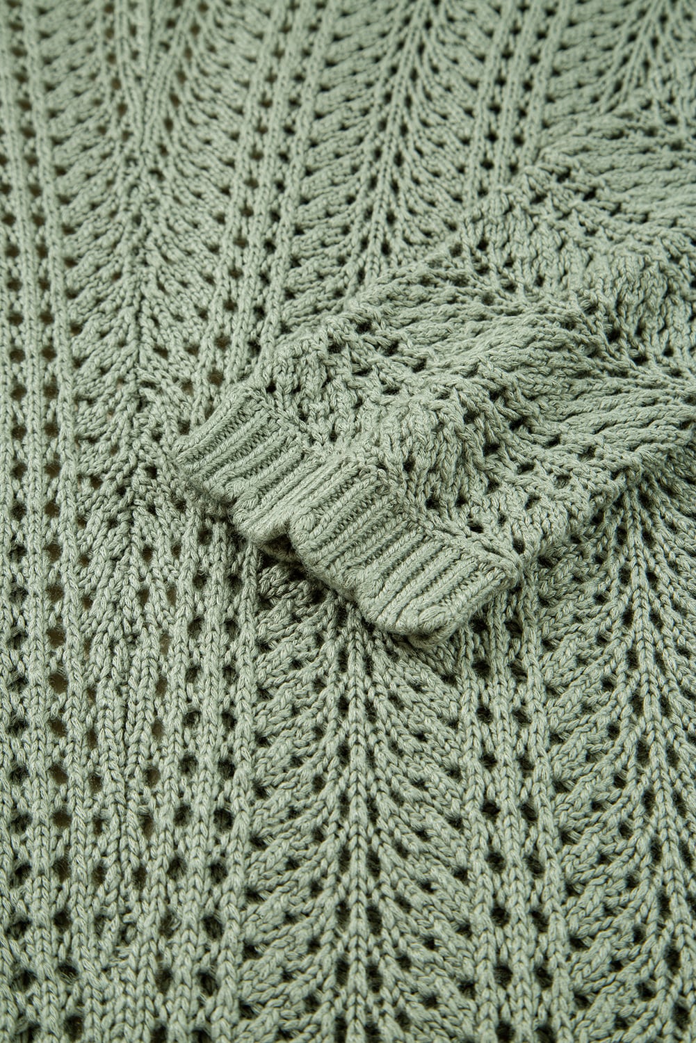 Green Bay Scalloped Edge Eyelet Knit Batwing Sleeve Cardigan