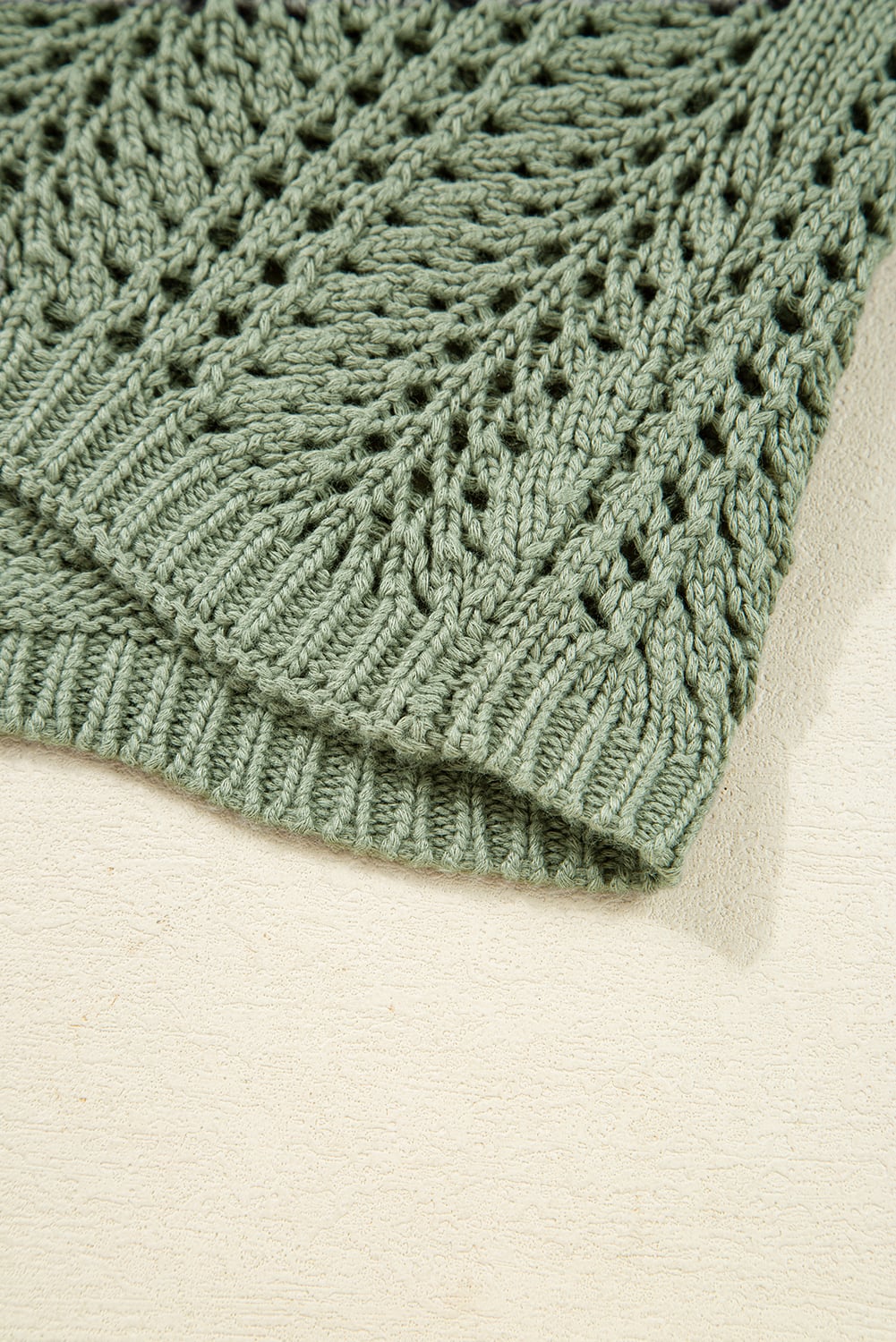Green Bay Scalloped Edge Eyelet Knit Batwing Sleeve Cardigan