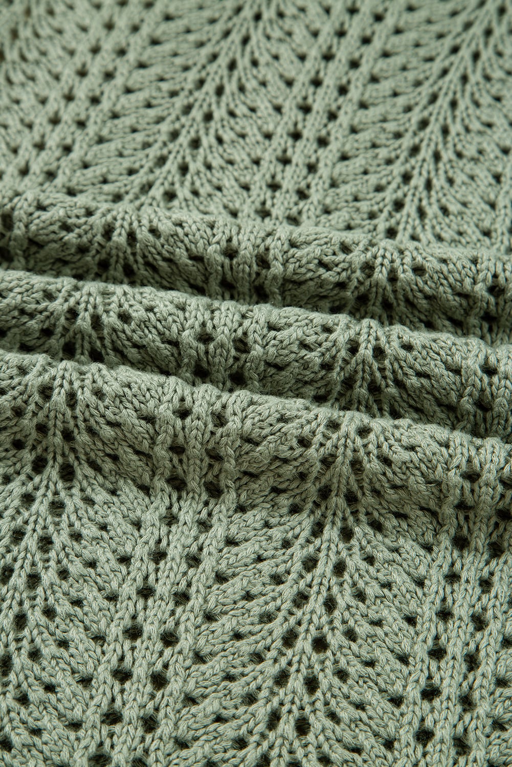 Green Bay Scalloped Edge Eyelet Knit Batwing Sleeve Cardigan