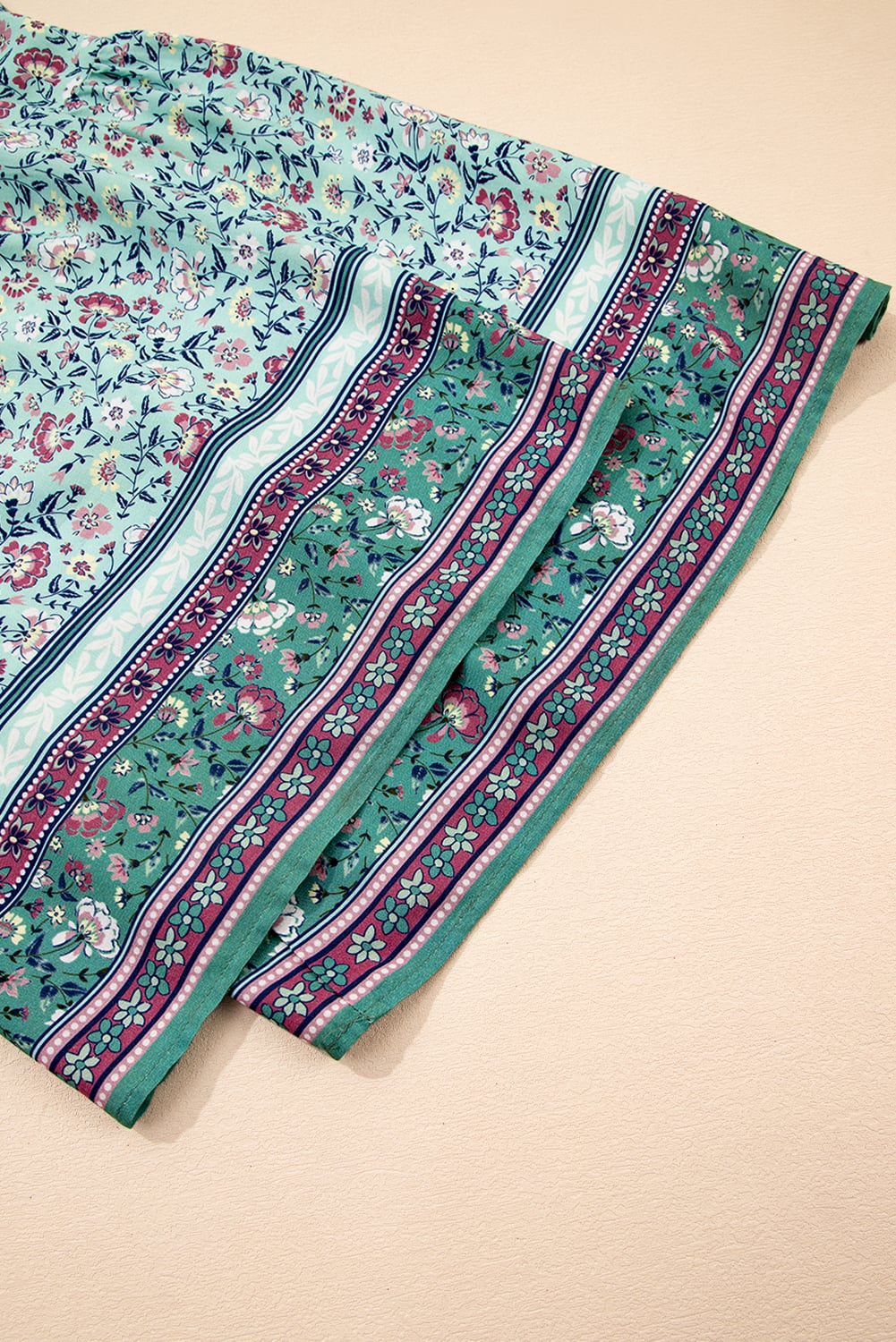 Green Bohemian Floral Ruffle Bottom Spaghetti Strap Jumpsuit