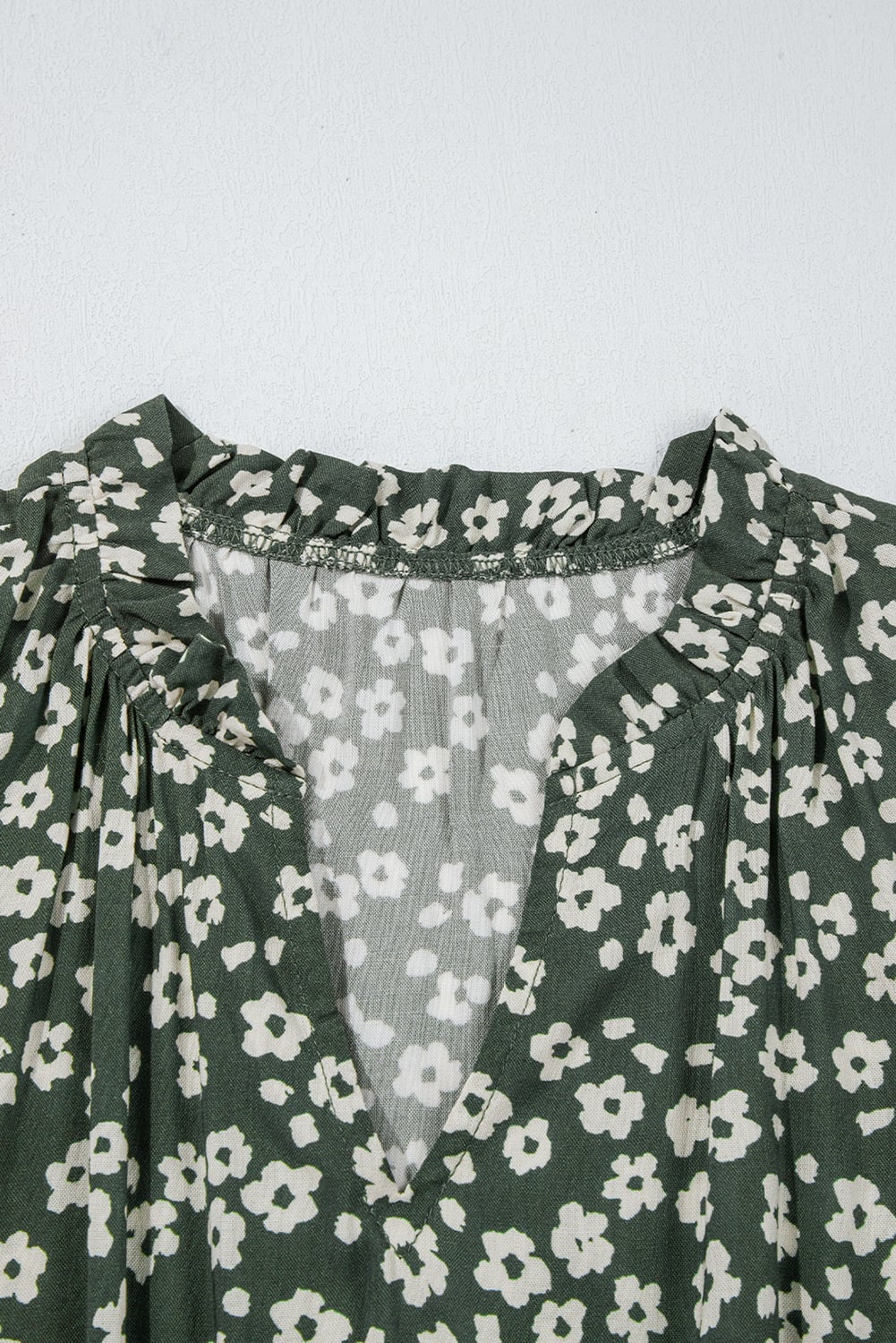 Green Boho Floral Print V Neck Tunic Sleeveless Dress