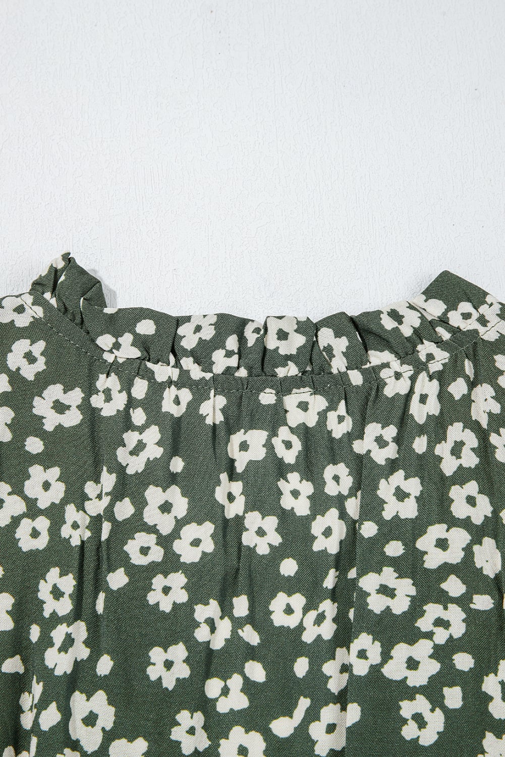 Green Boho Floral Print V Neck Tunic Sleeveless Dress