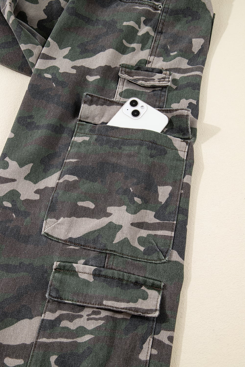 Green Camo Cargo Wide Leg Pants