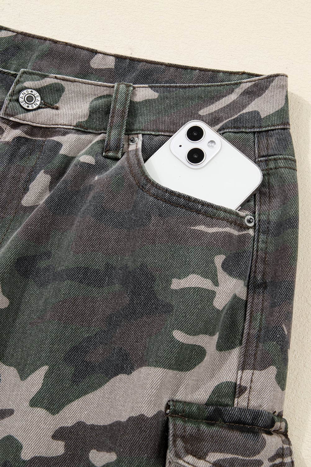 Green Camo Cargo Wide Leg Pants