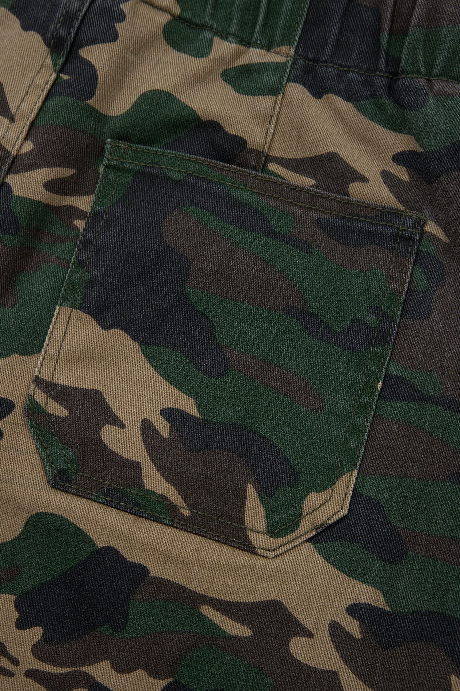 Green Camouflage Print Drawstring Patch Pocket Ankle Length Jeans
