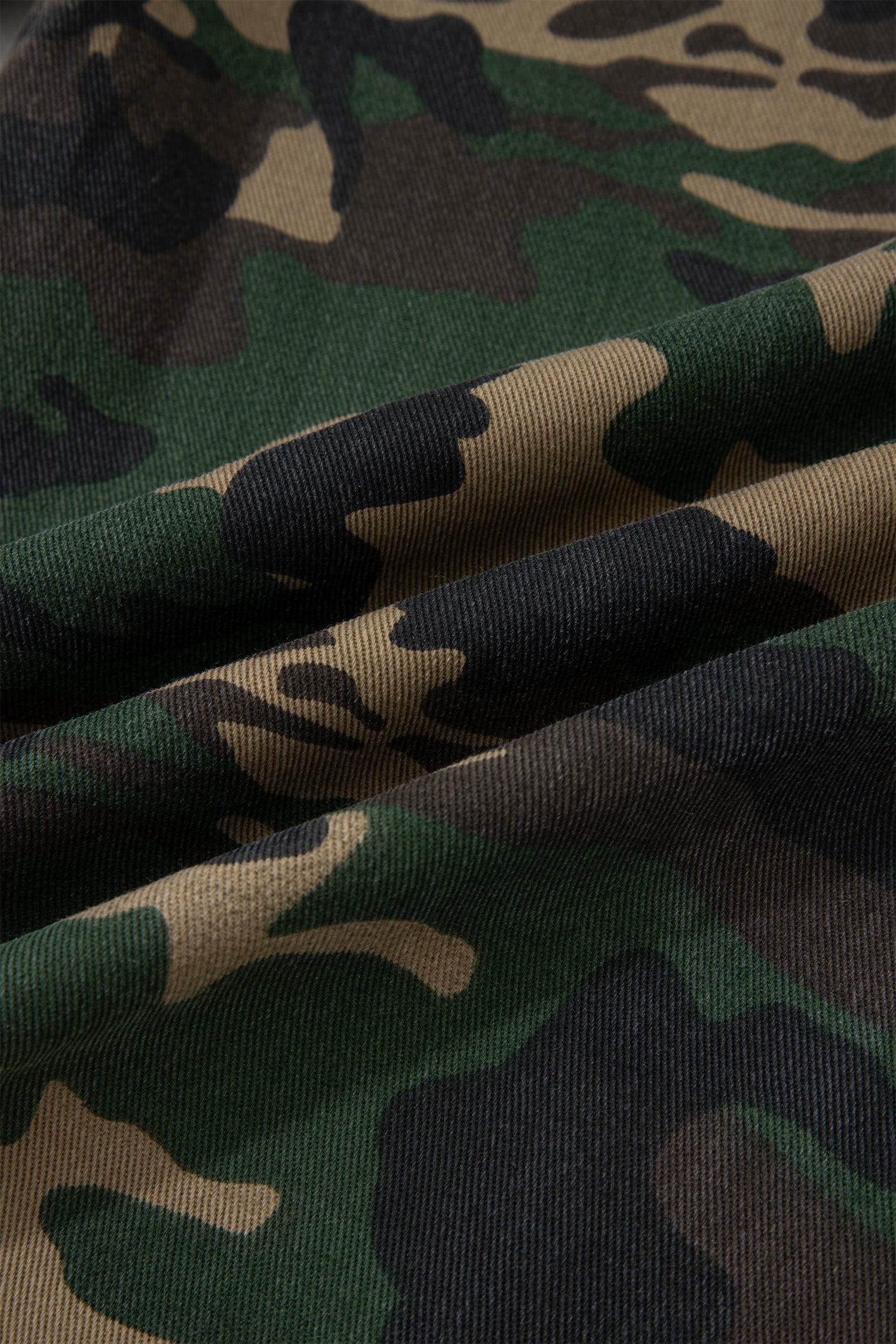 Green Camouflage Print Drawstring Patch Pocket Ankle Length Jeans