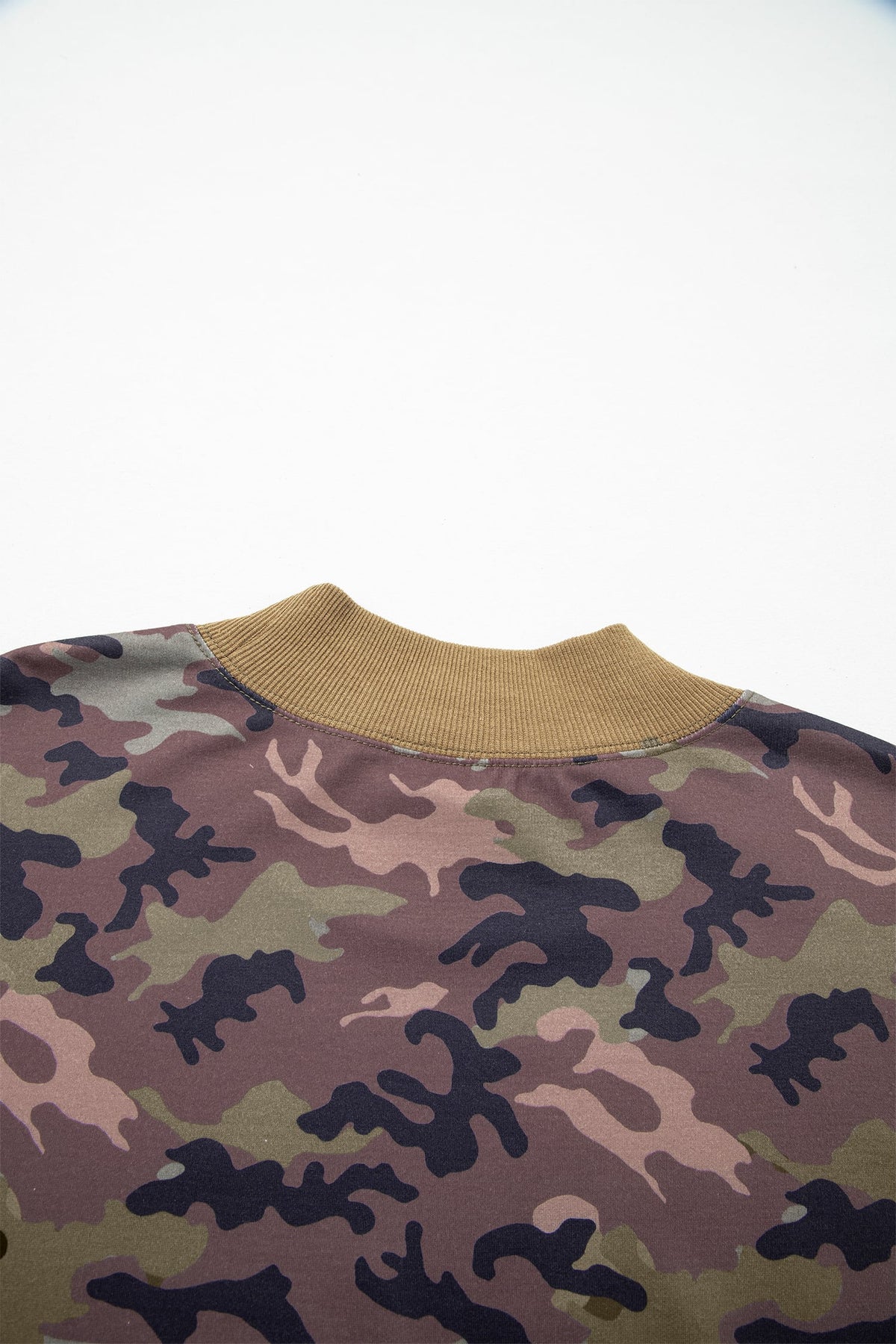 Green Camouflage Print High Neck Long Sleeve Oversized Shift Silhouette Tunic Length Plus Size Sweatshirt