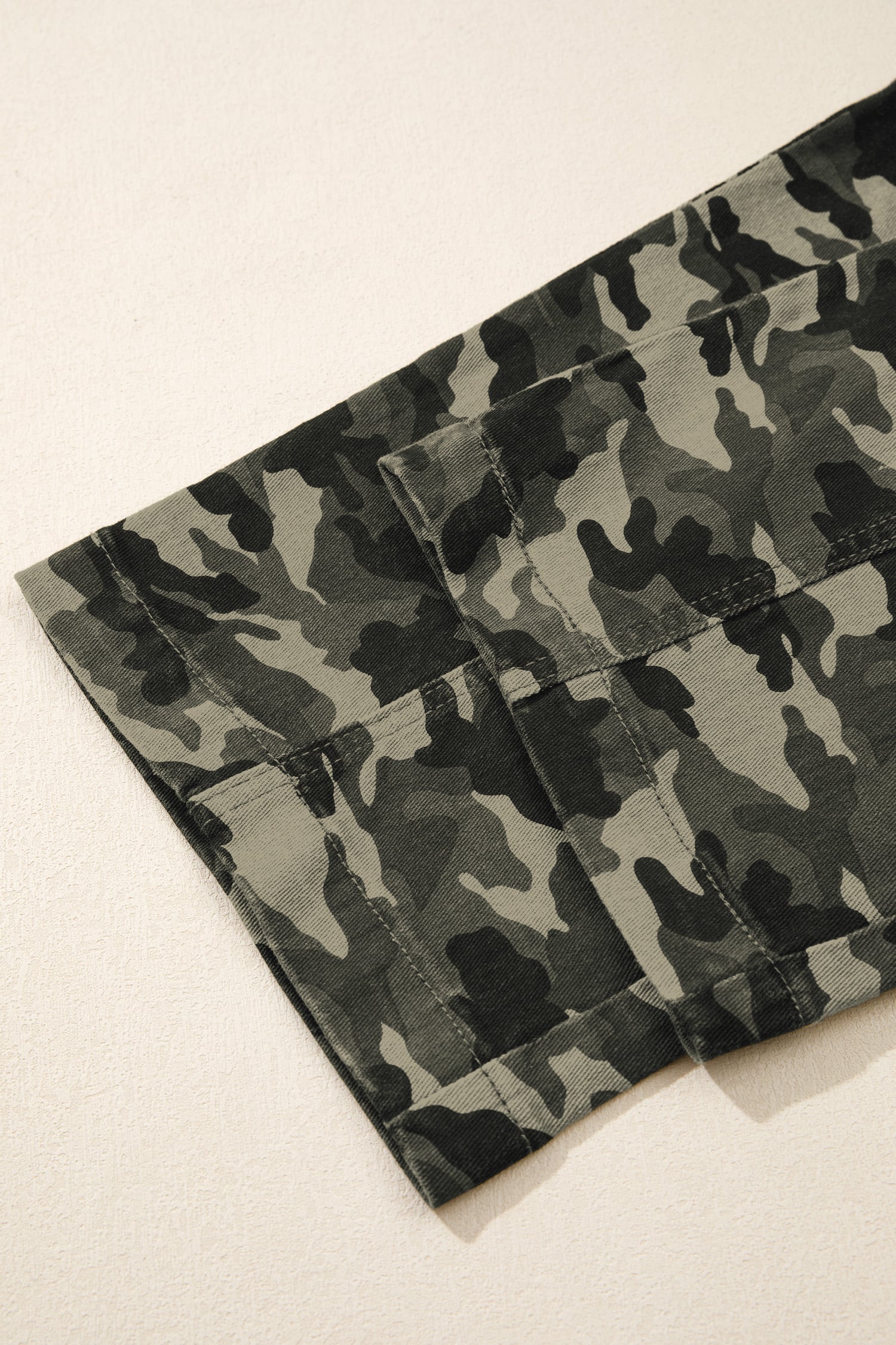 Green Camouflage Print Multi Pocketed Womens Denim Pants