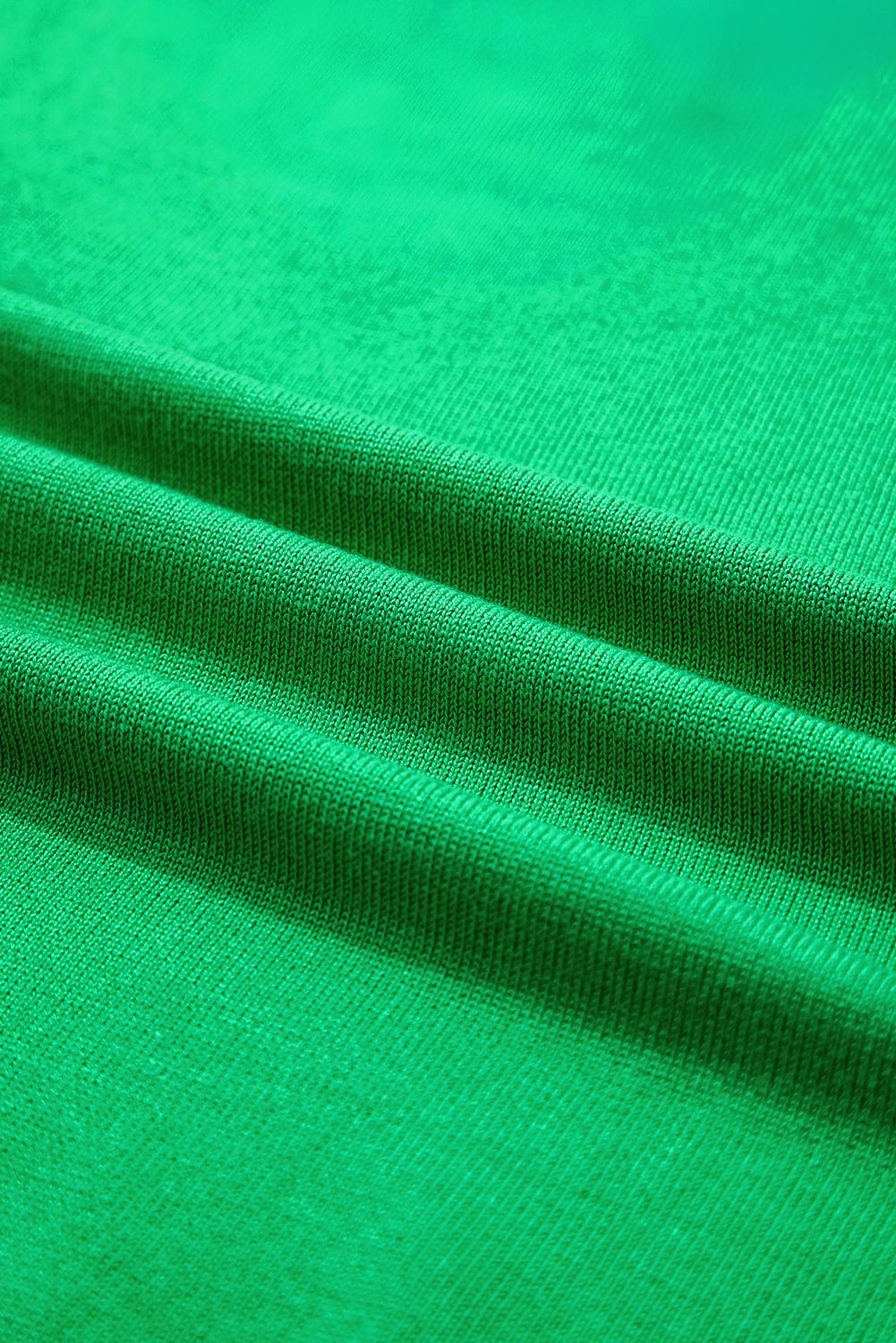 Green Contrast Trim Round Neck Short Sleeve Loose Knit Sweater