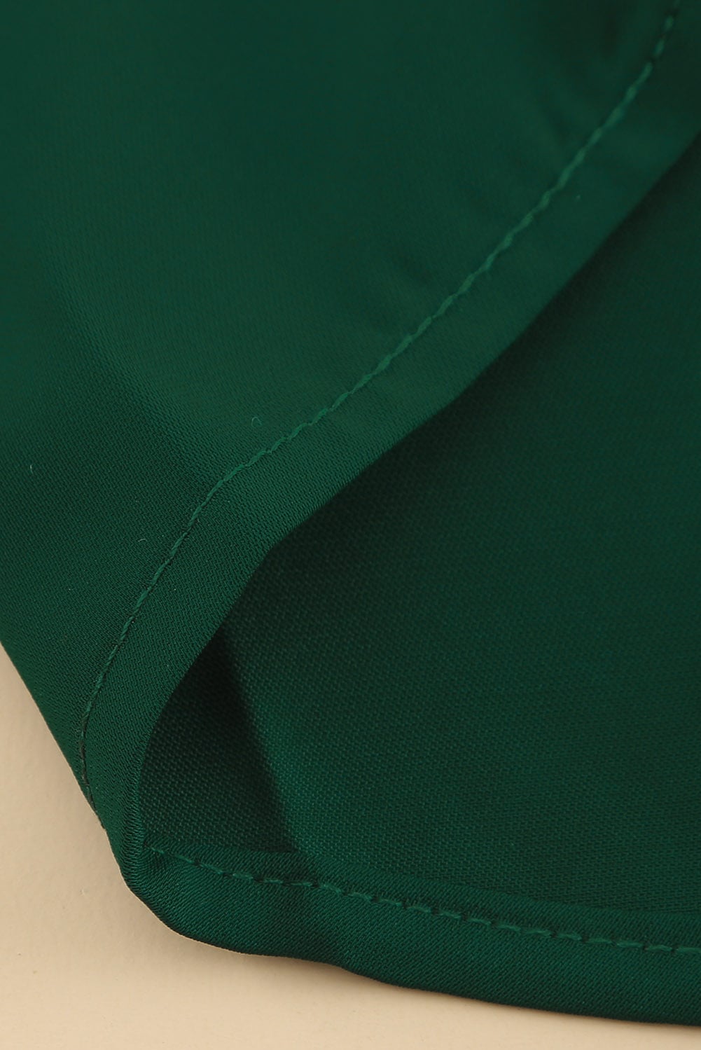 Green Crew Neck Ruffle Bubble Sleeve Top