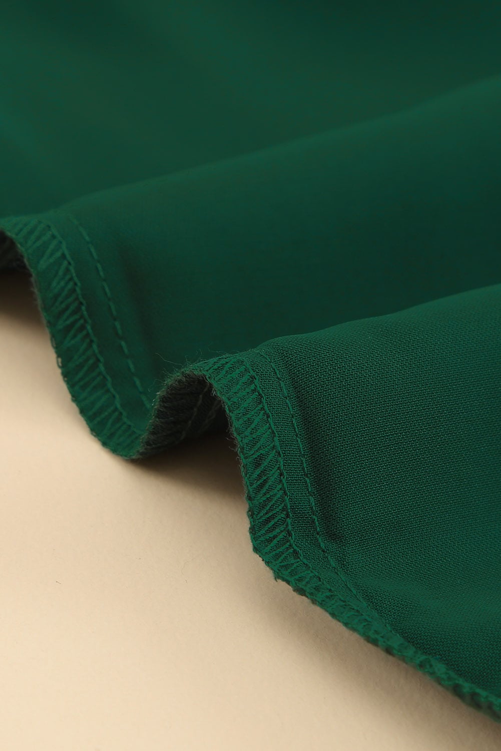 Green Crew Neck Ruffle Bubble Sleeve Top