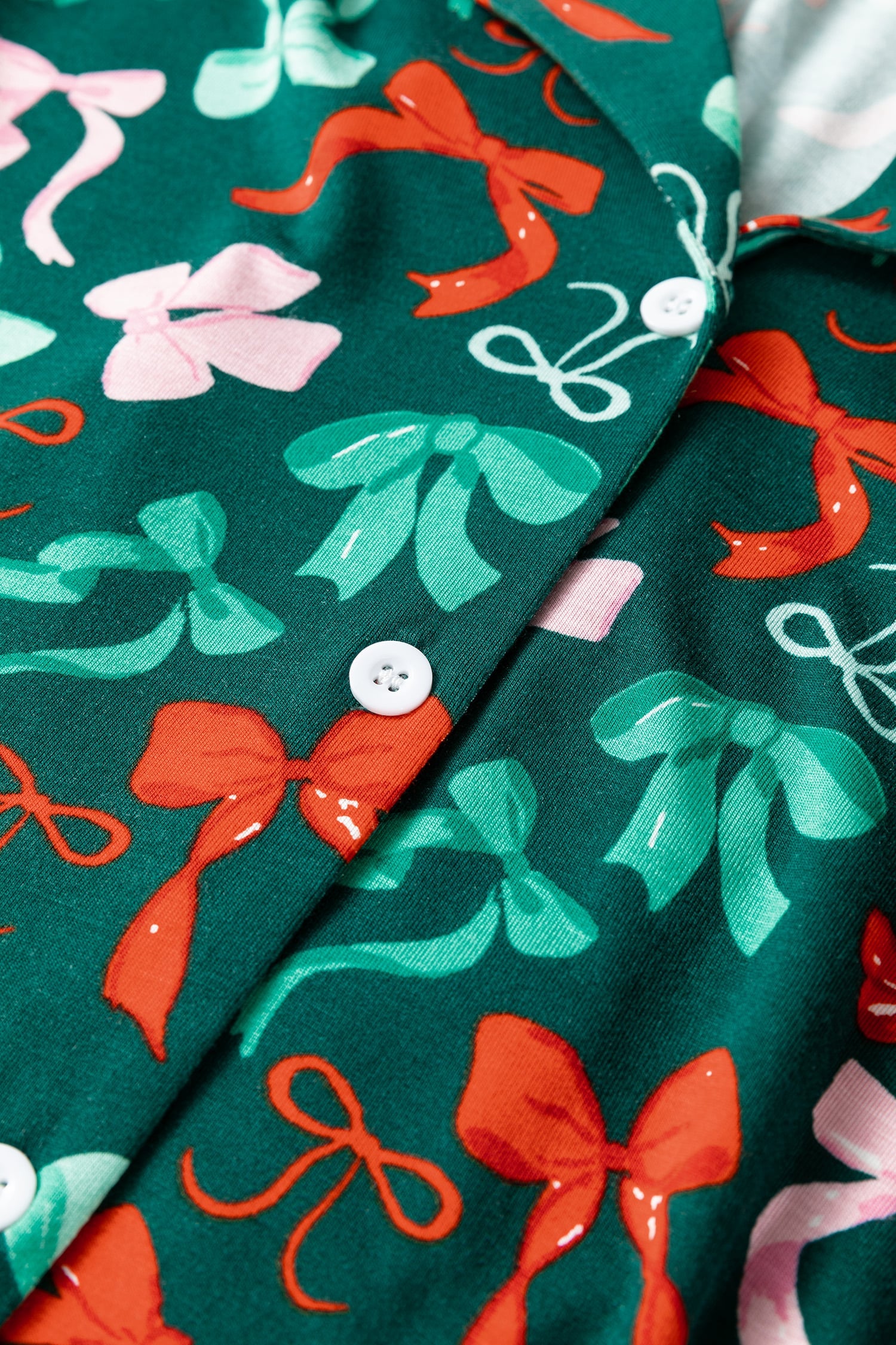 Green Festive Bow Print 2pcs Pajama Pant Set