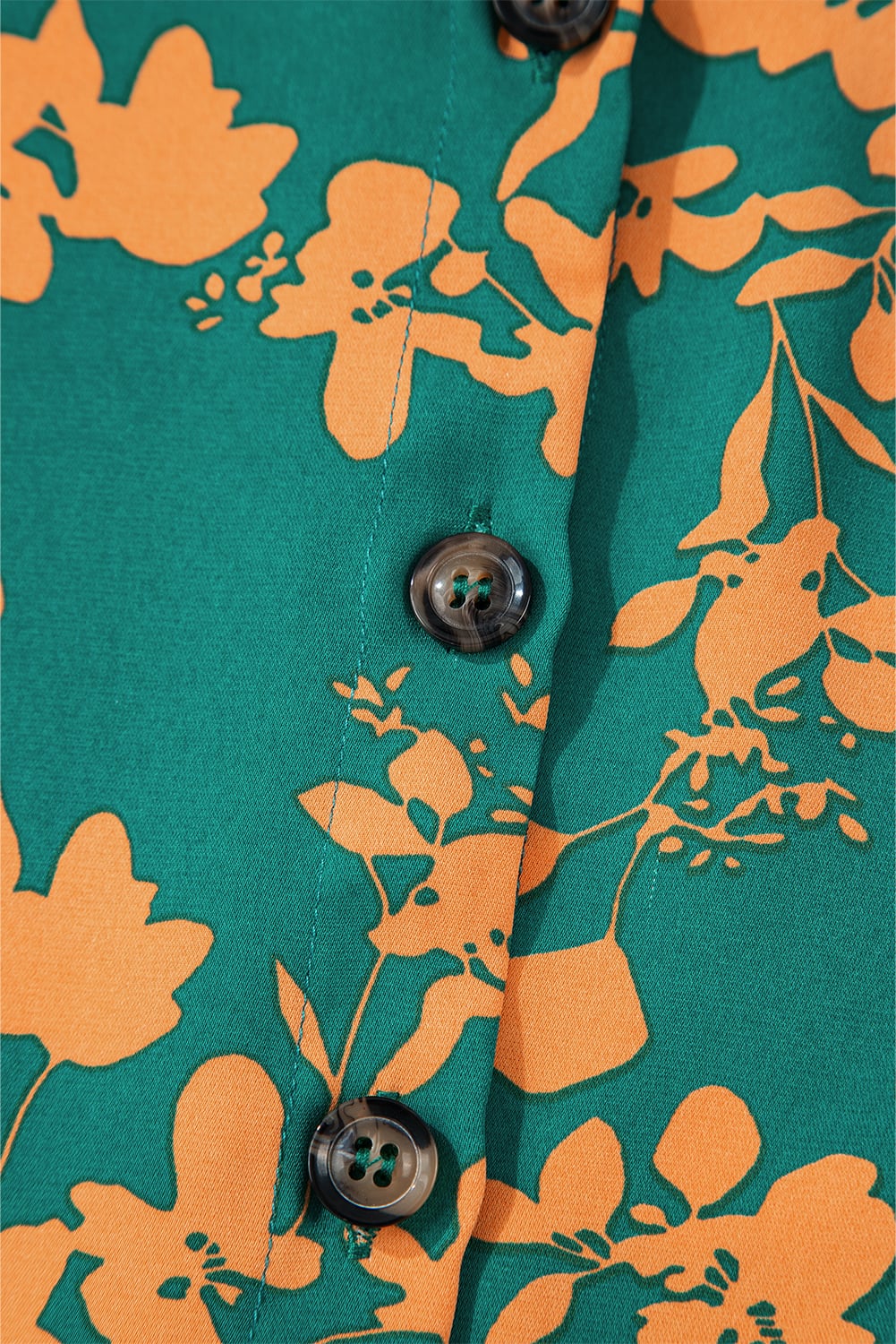 Green Floral Print Drawstring Tunic Flowy Short Dress