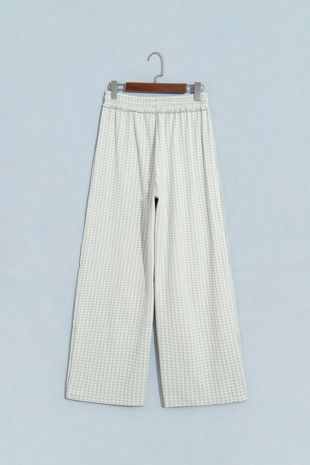 Green Plaid Contrast Trim Drawstring Elastic Waist Shift Pants