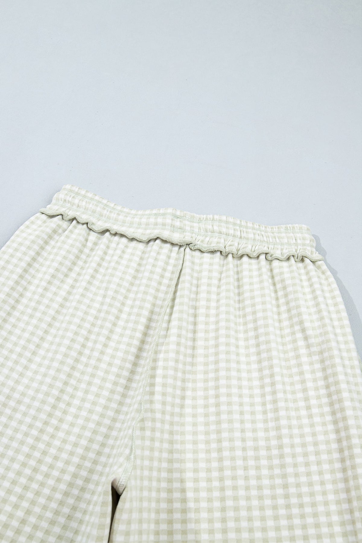 Green Plaid Contrast Trim Drawstring Elastic Waist Shift Pants
