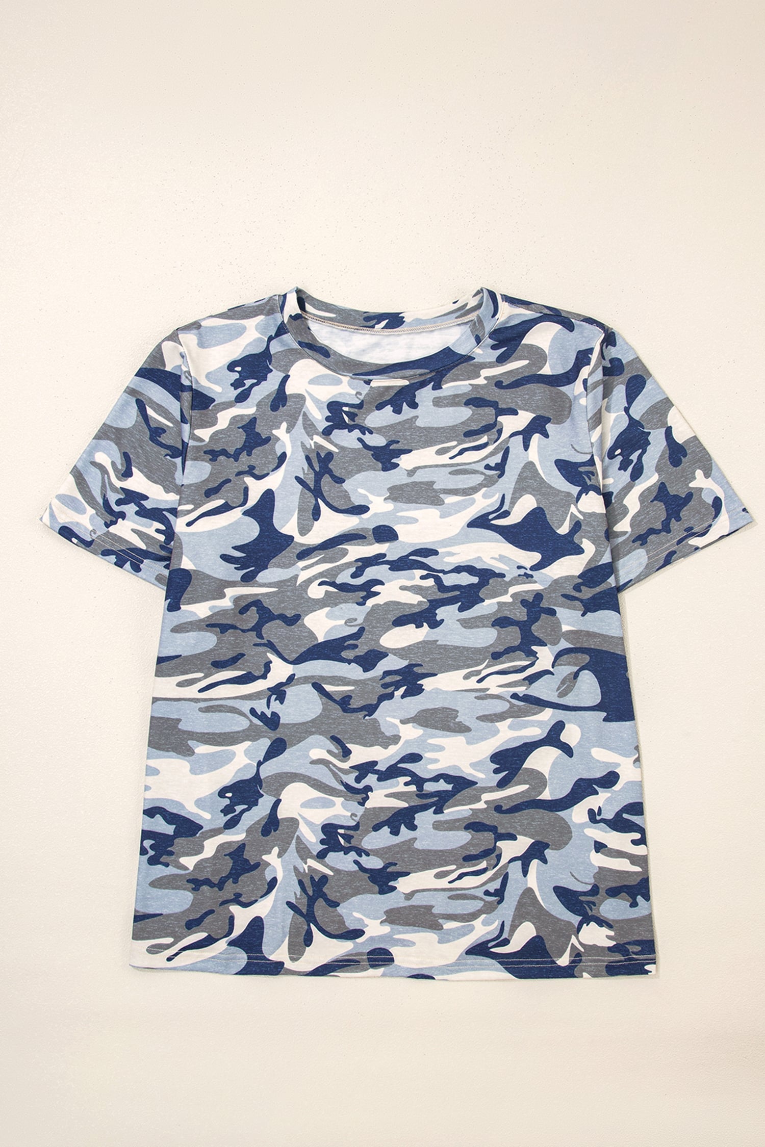 Green Plus Size Camo Print Crew Neck Short Sleeve Tee