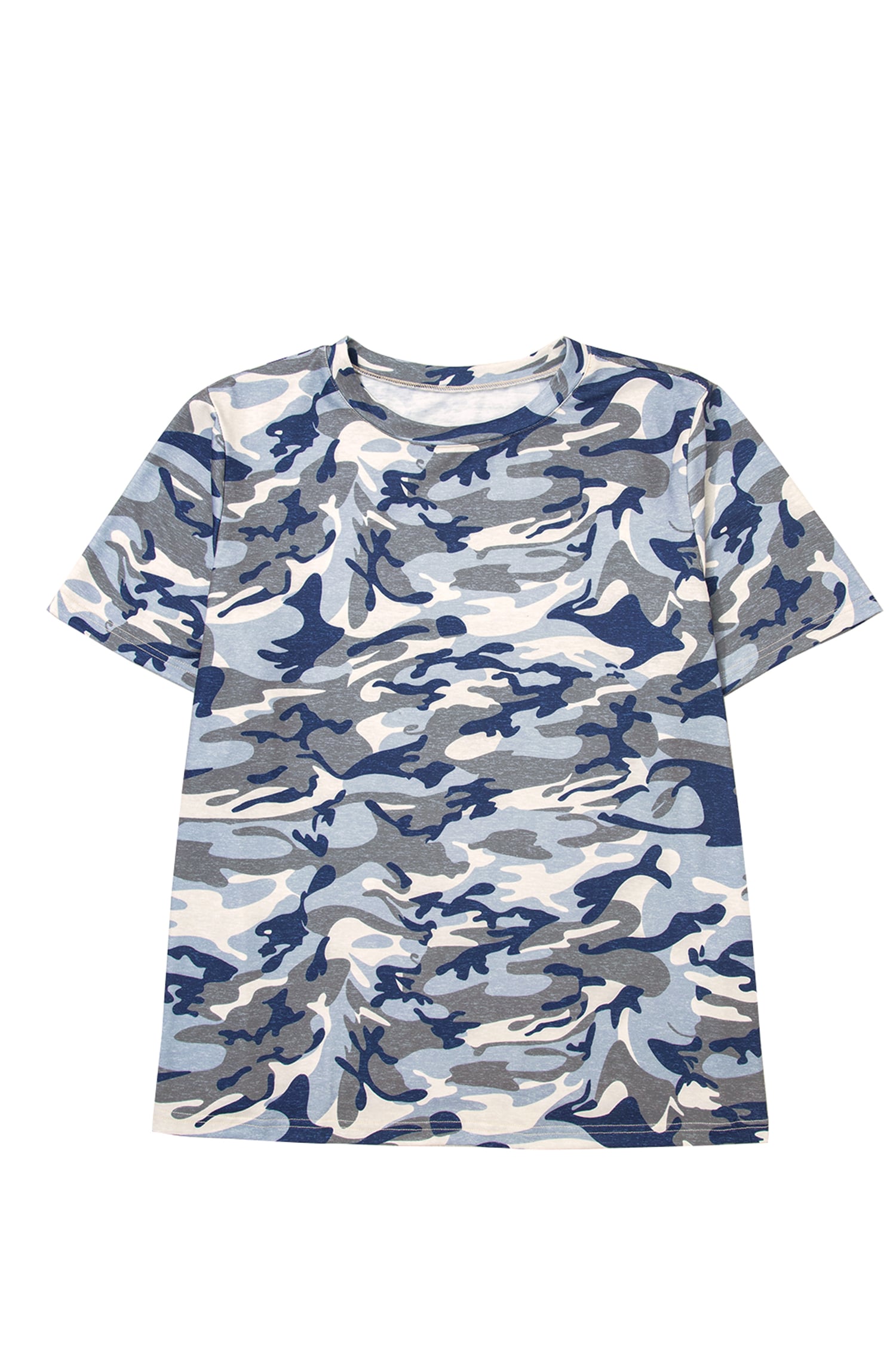 Green Plus Size Camo Print Crew Neck Short Sleeve Tee