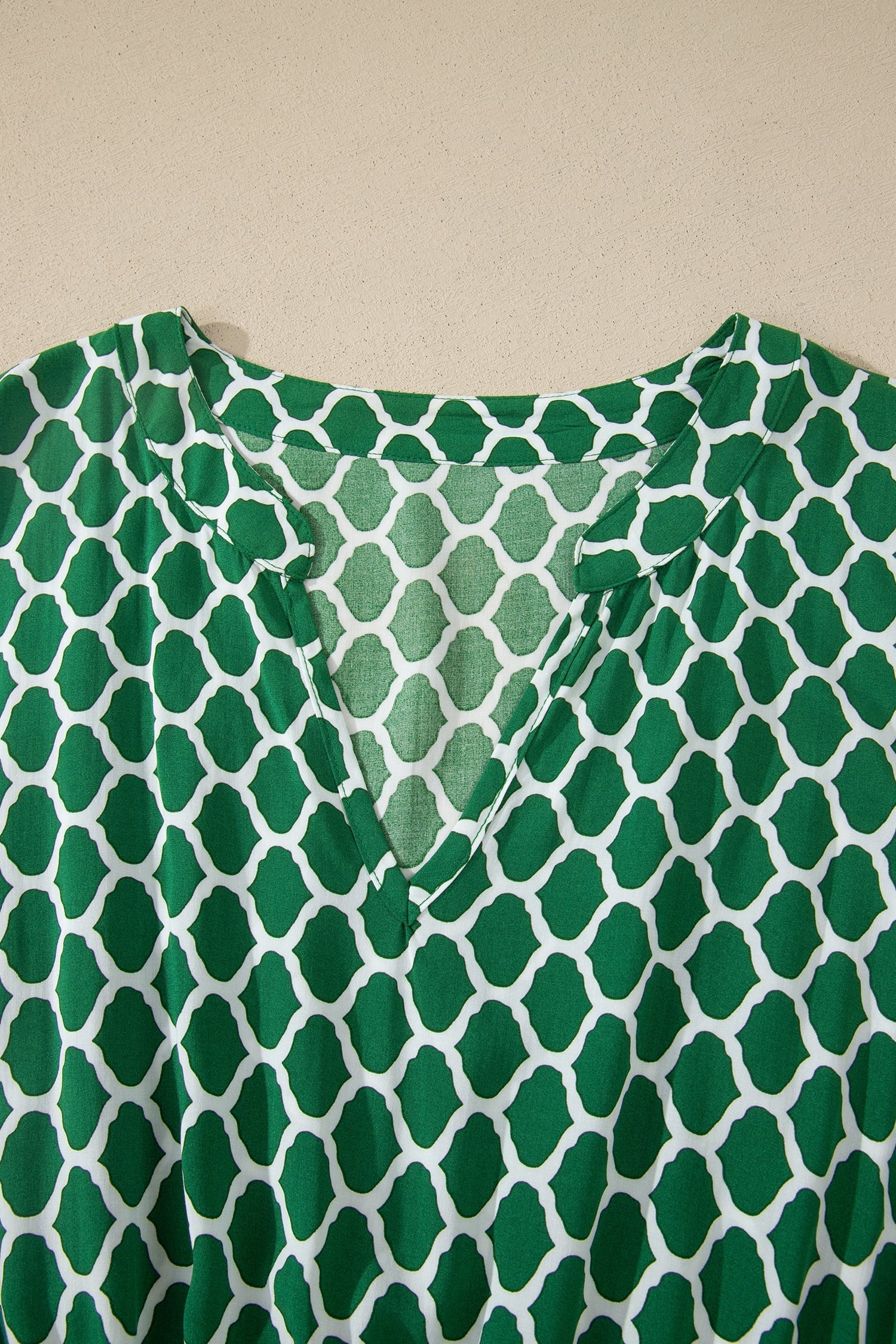 Green Plus Size Geometric Print Pocketed Ruffle Hem Casual Dress