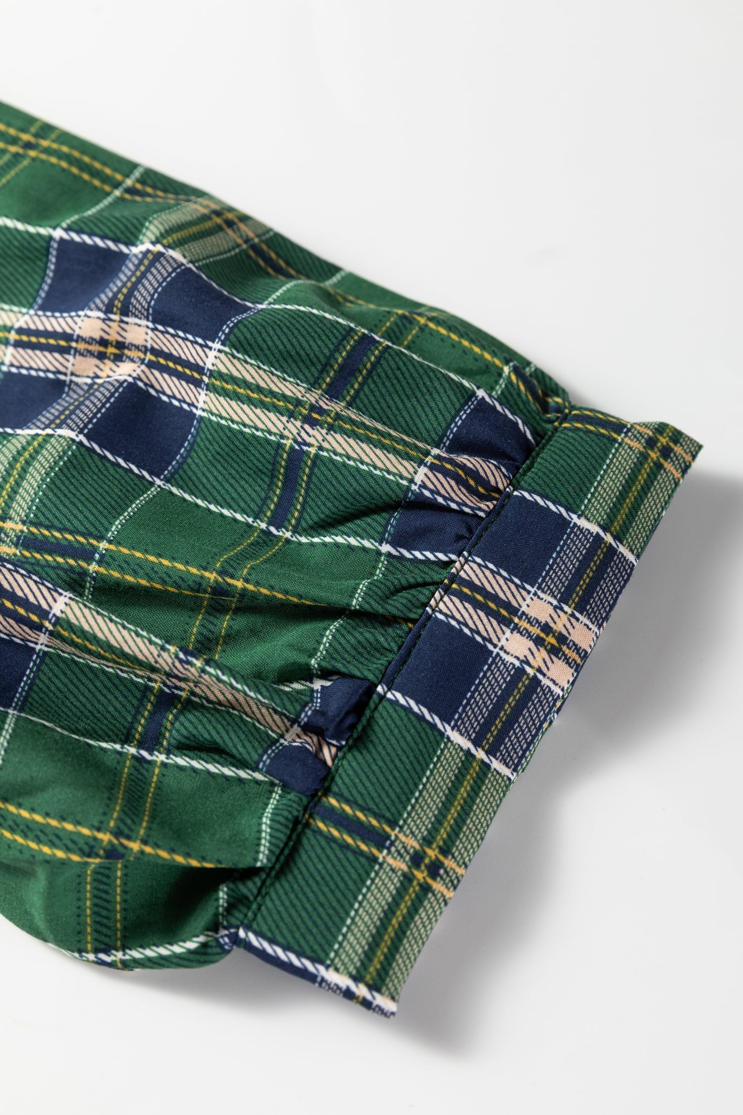 Green Plus Size Plaid Long Sleeve Notched Neck Shift Mini Dress