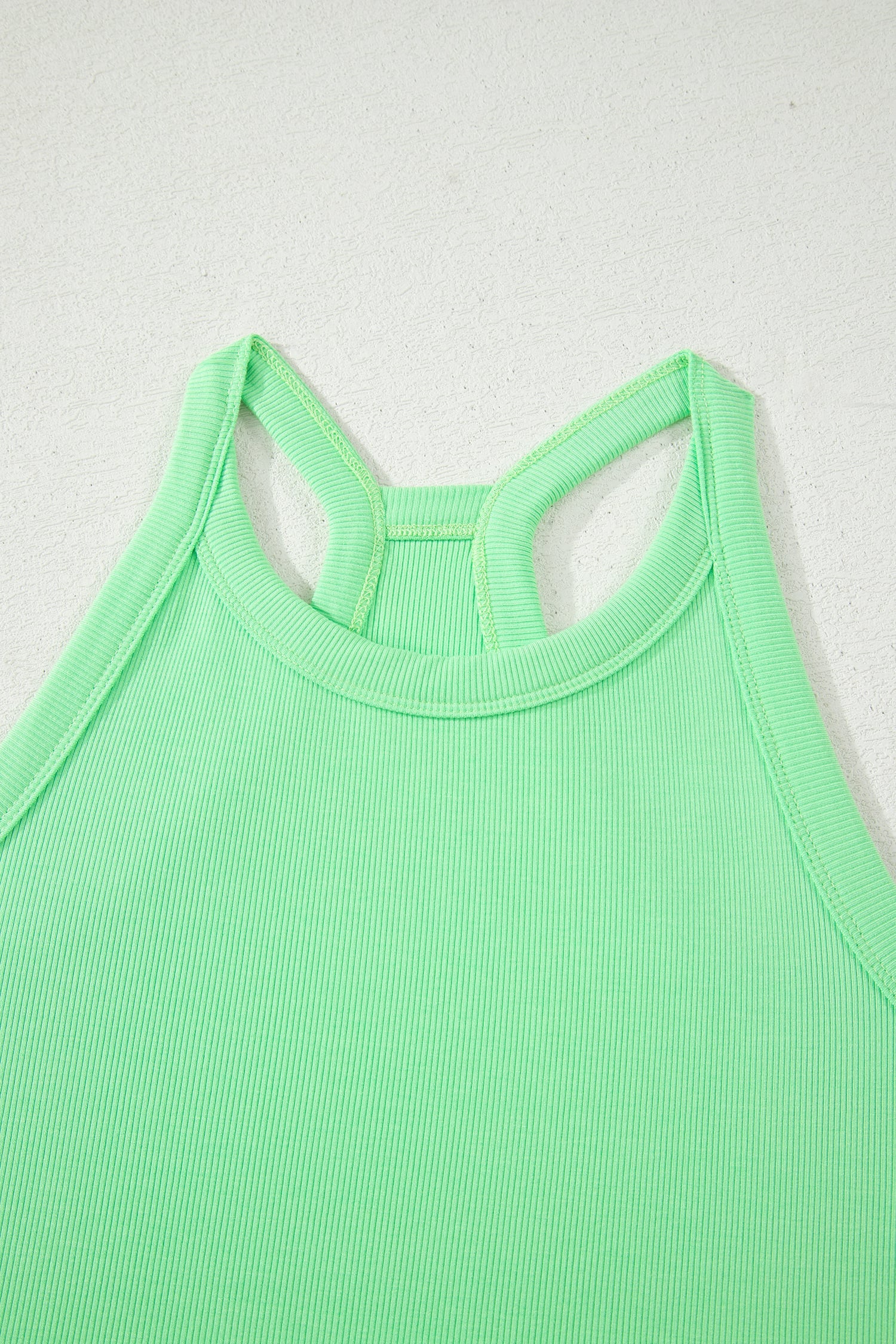 Green Slim Tank Top Elastic Waist Mini Skort 2pcs Outfit