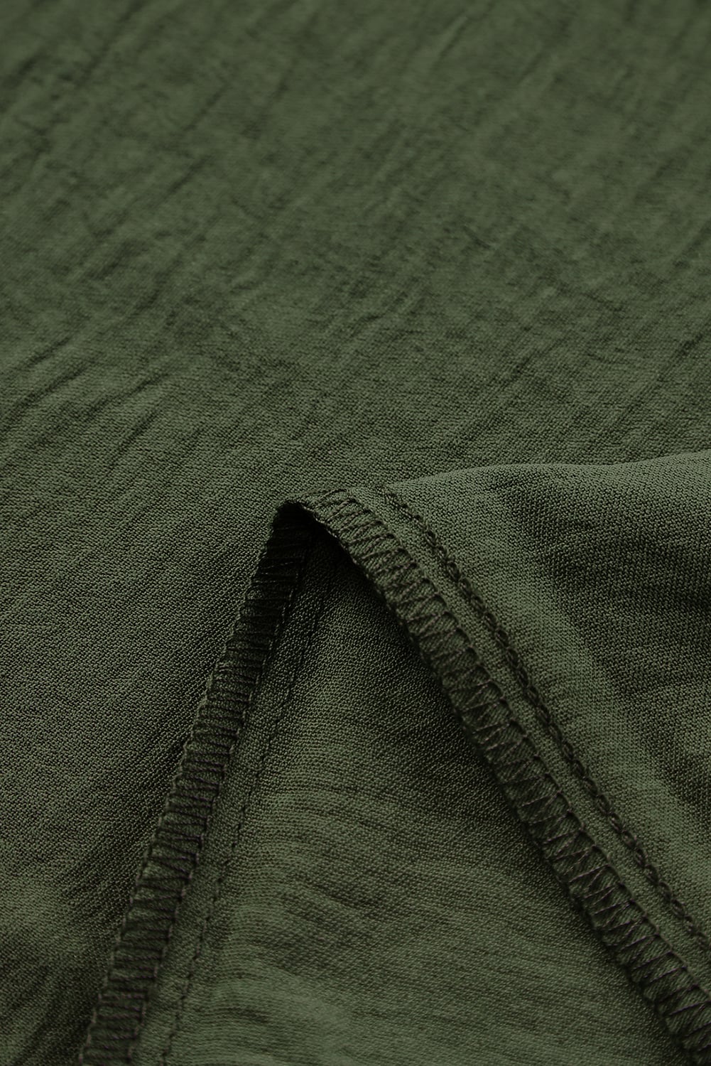 Green Solid Color Drawstring Smocked Waist Joggers