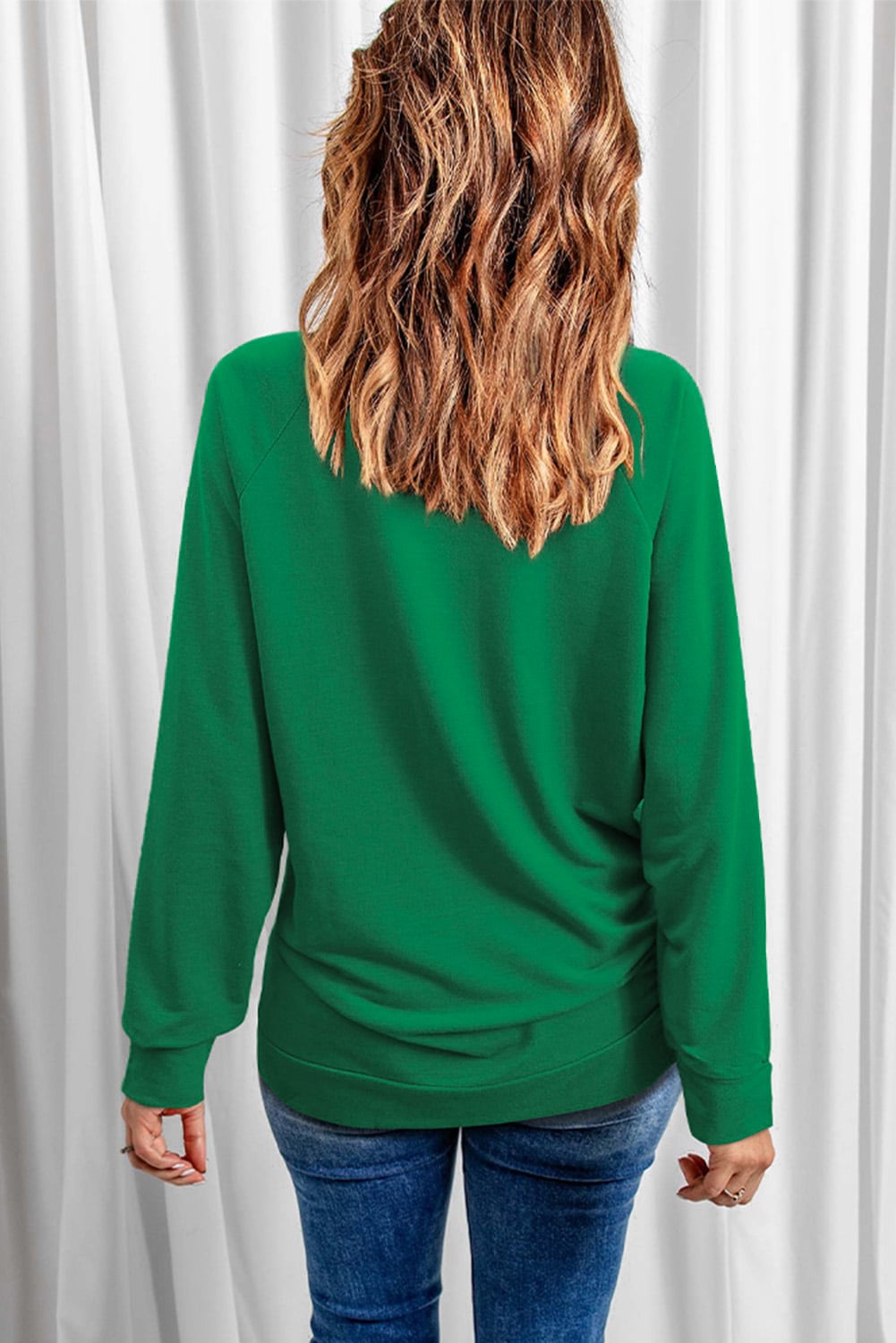 Green St. Patricks LUCKY Clover Print Raglan Sleeve Sweatshirt