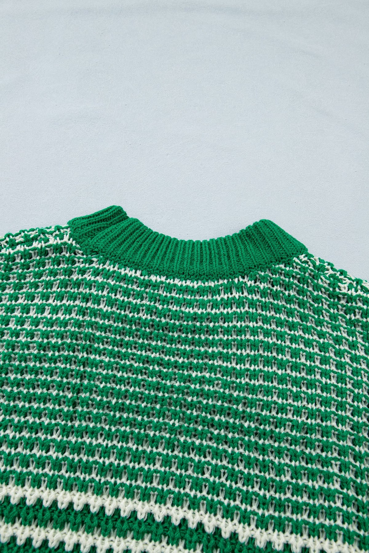 Green Stripe 3/4 Draped Sleeve Slouchy Sweater