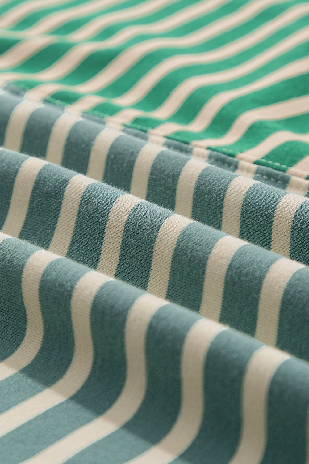 Green Stripe Colorblock Drop Shoulder Oversize Sweatshirt