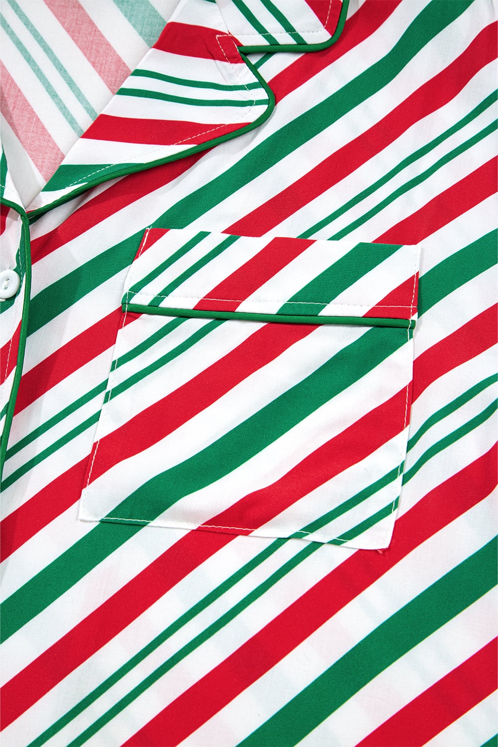 Green Stripe Contrast Velvet Ribbon Knot Christmas 2pcs Pajama Set