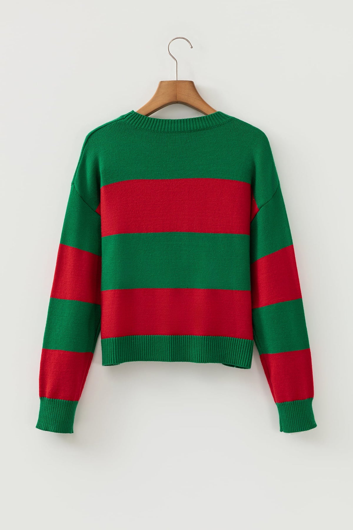 Green Stripe Festive Holly Jolly Sequin Christmas Holiday Sweater