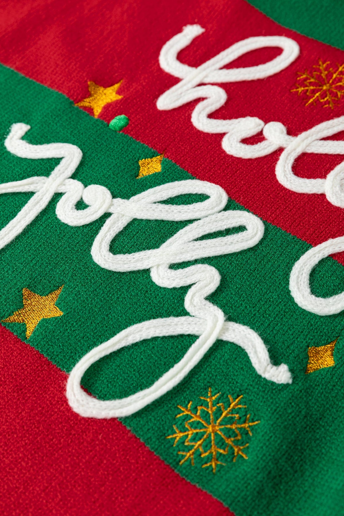 Green Stripe Festive Holly Jolly Sequin Christmas Holiday Sweater