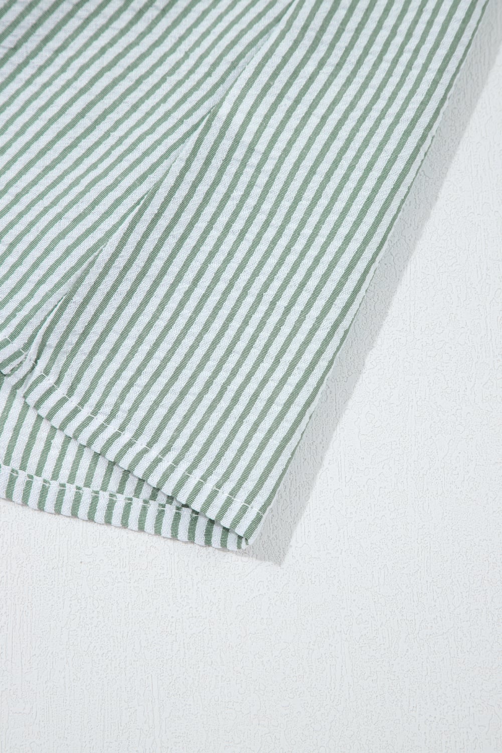 Green Stripe Lace Patchwork Crew Neck Tank Top