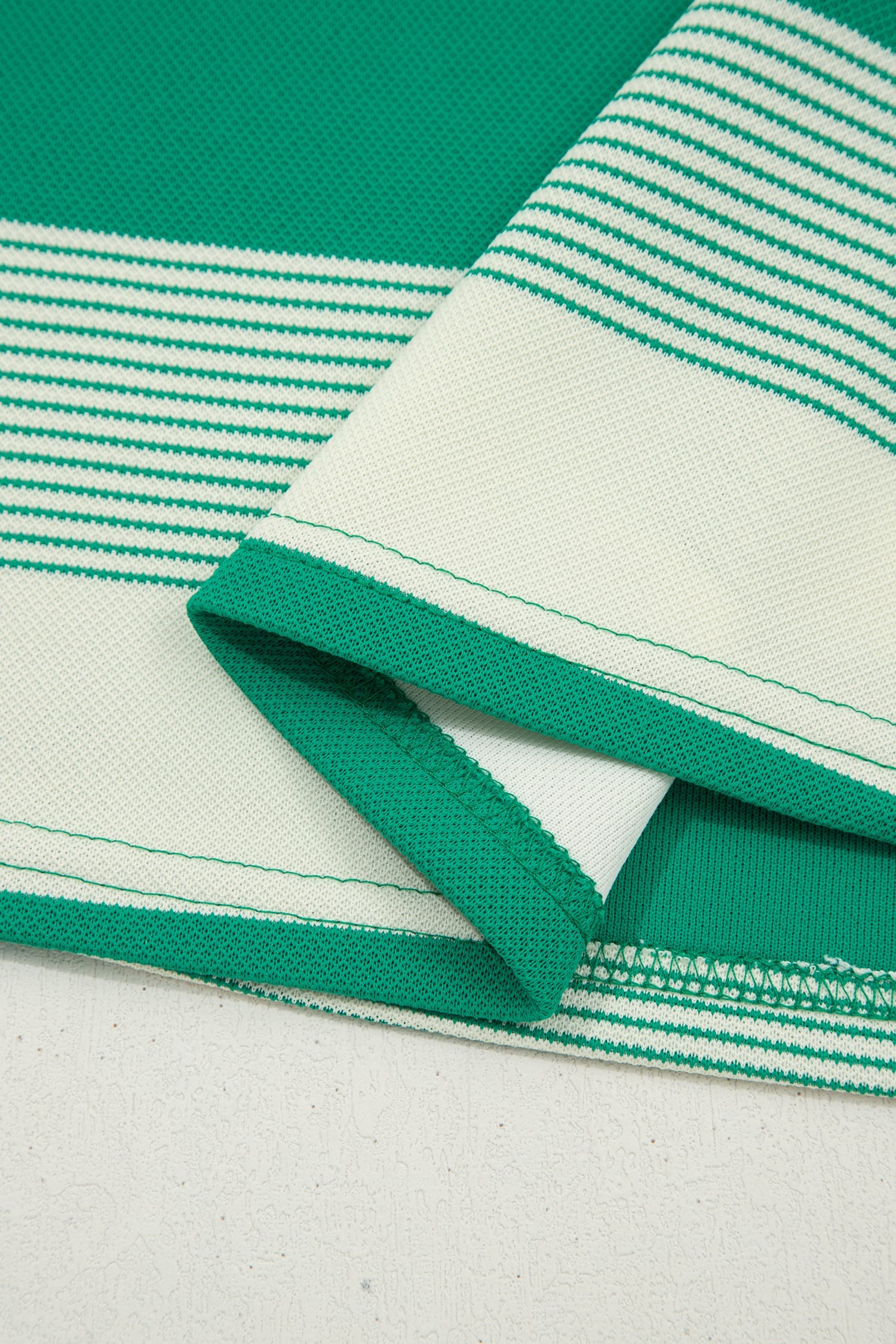 Green Stripe Mixed Print Crew Neck Cap Sleeve T Shirt