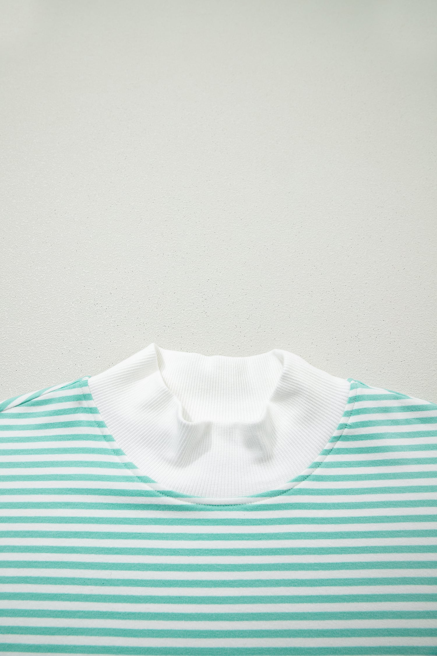 Green Stripe Oversize Mock Neck Sweatshirt and Shorts Set