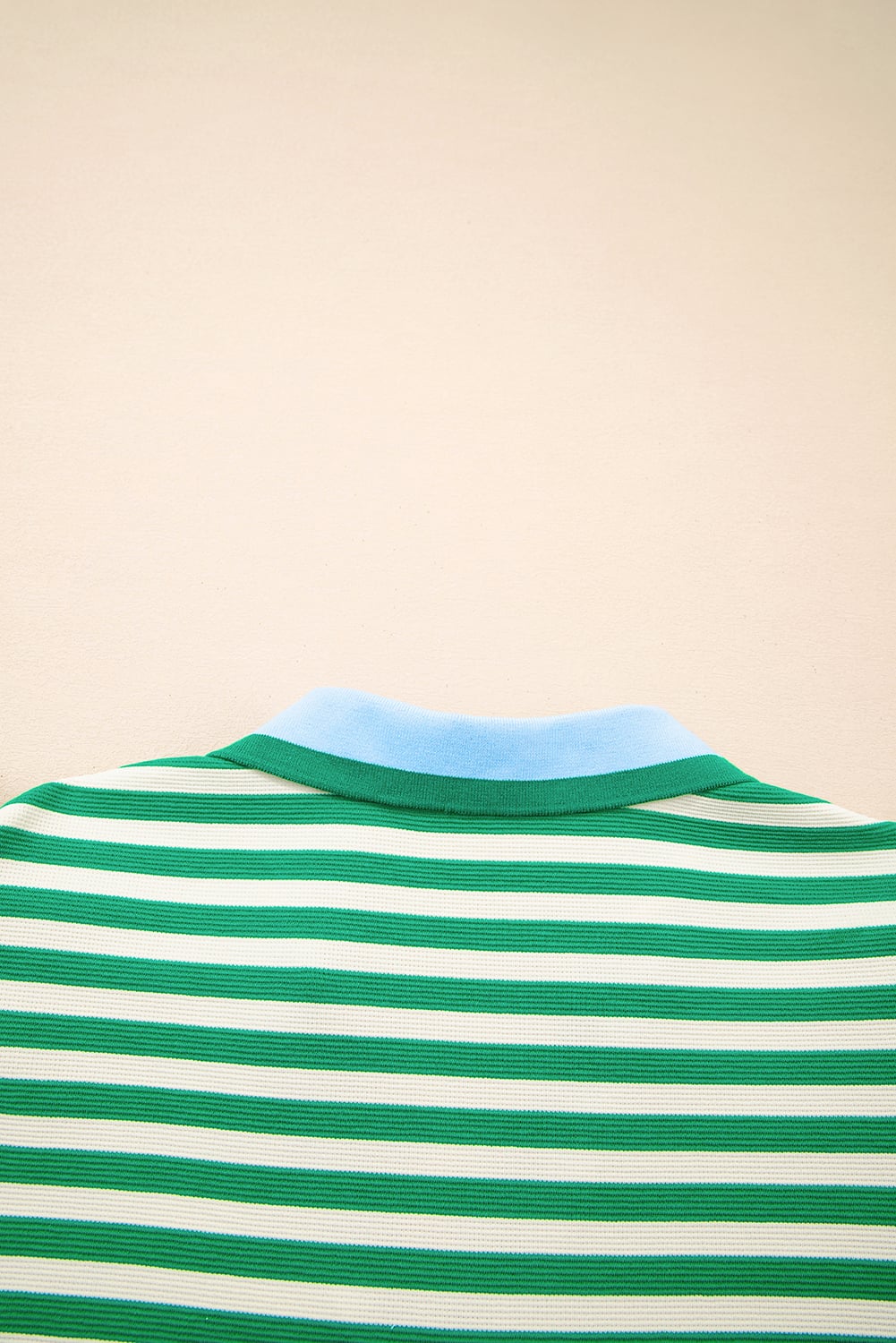 Green Stripe Print Contrast Collar Split Neck Flutter Sleeve Short Dress