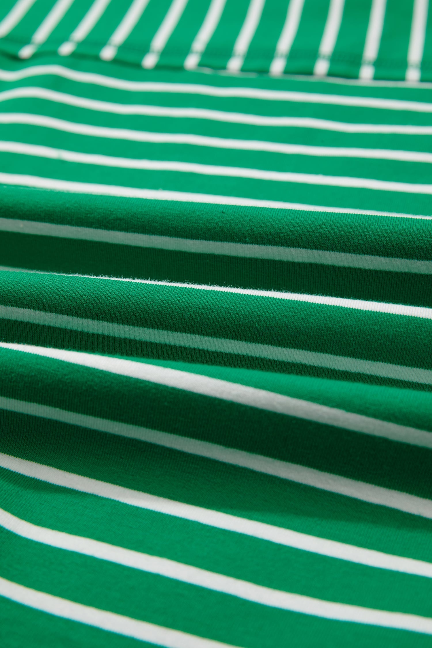 Green Stripe Ribbed Patchwork Seam Detail Half Sleeve Tee