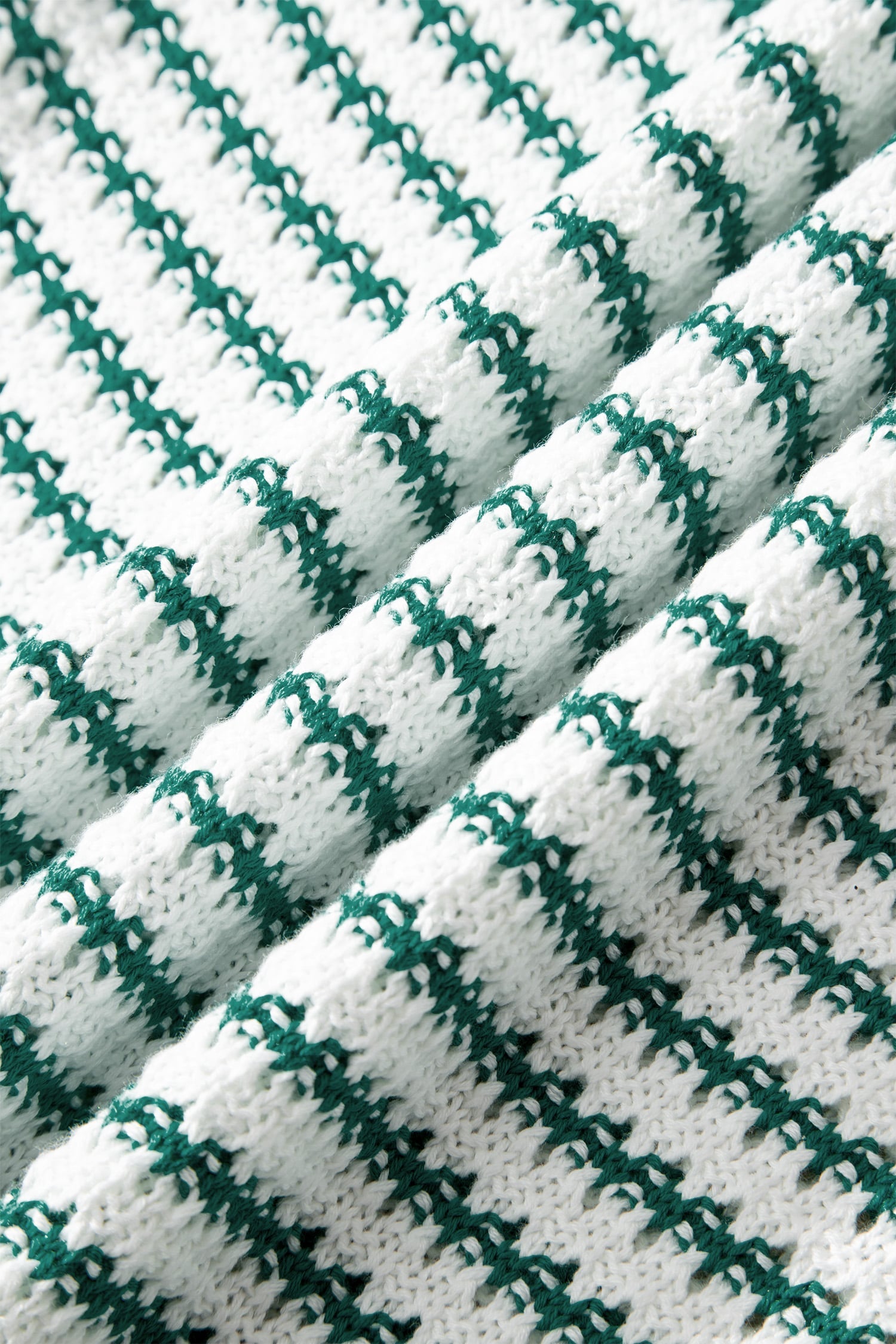 Green Stripe Ribbed Trim Loose Fit Knitted Sweater Vest