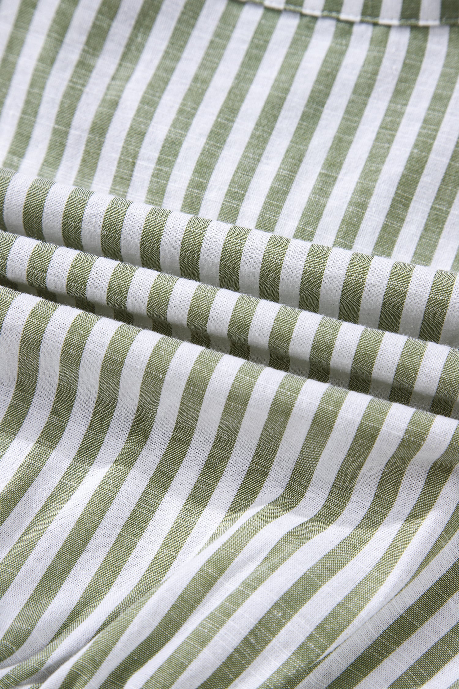 Green Stripe Tasseled Tie Neck Ruffled Short Sleeve Tiered Flattering Dress